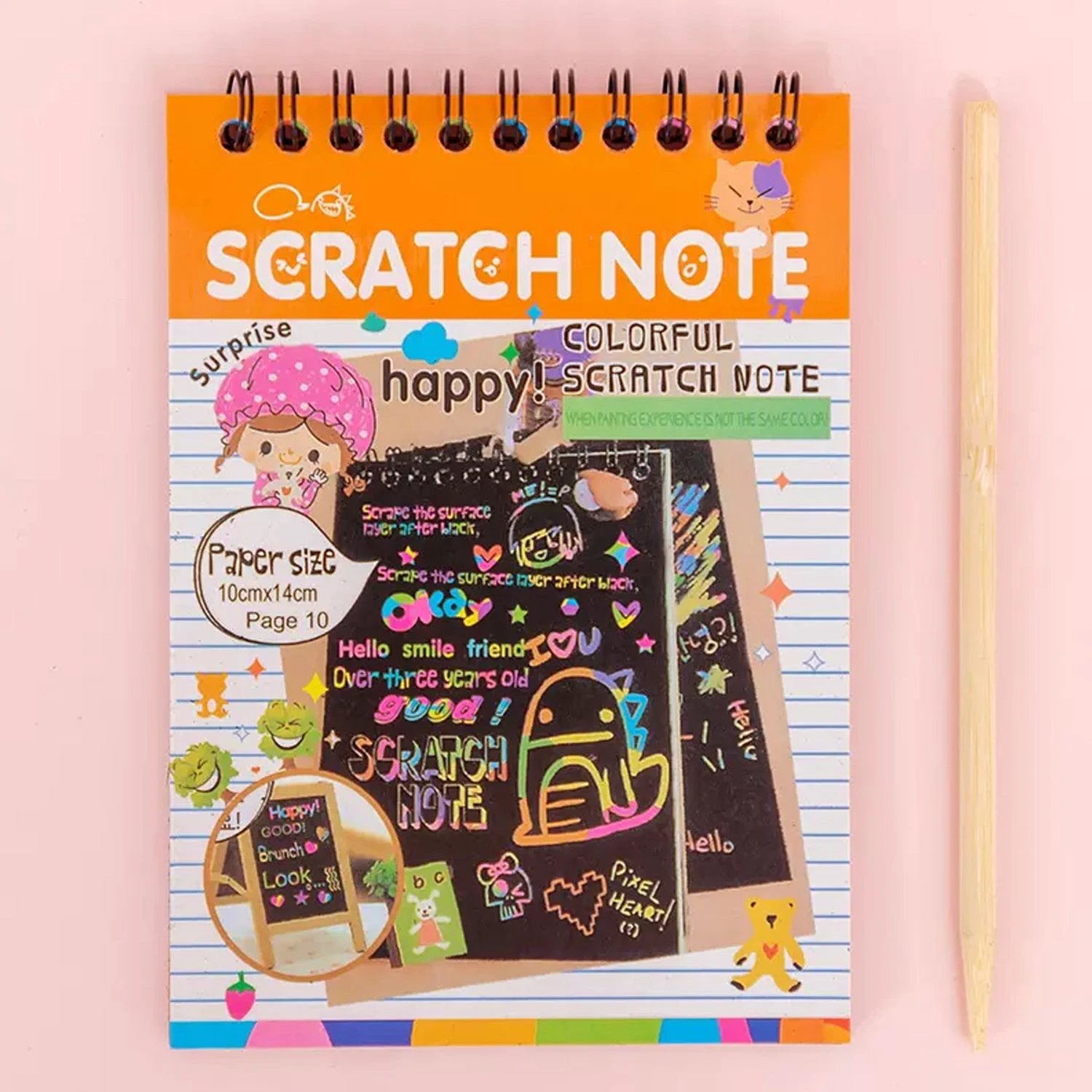Crafts Rainbow Scratch Art Paper Book Sheets - 10 Pages (Pack of 1) - 69KART