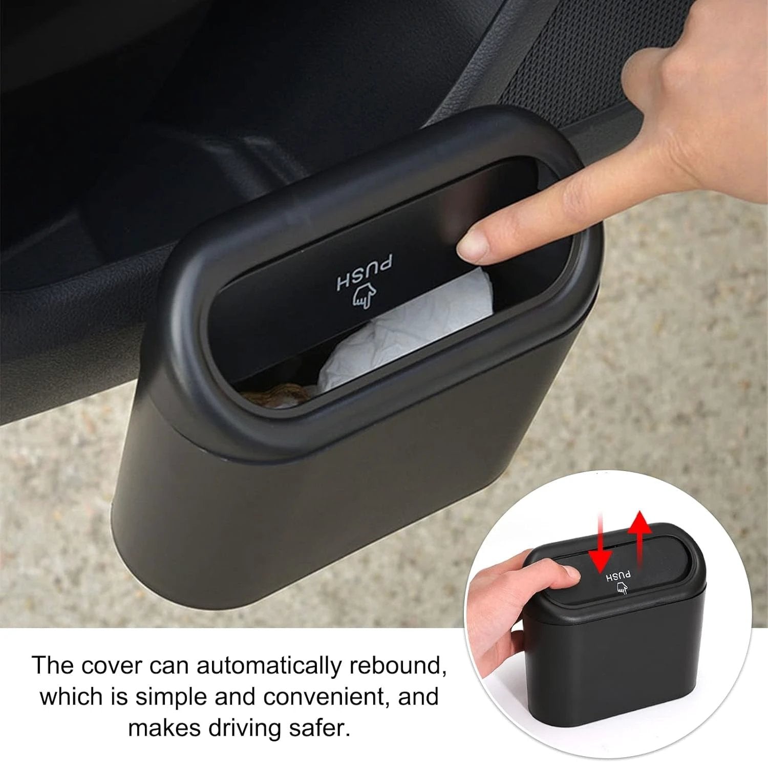 Plastic Mini Car Trash Can  Bin With Lid (1 Pc  With Brown Box) - 69kart