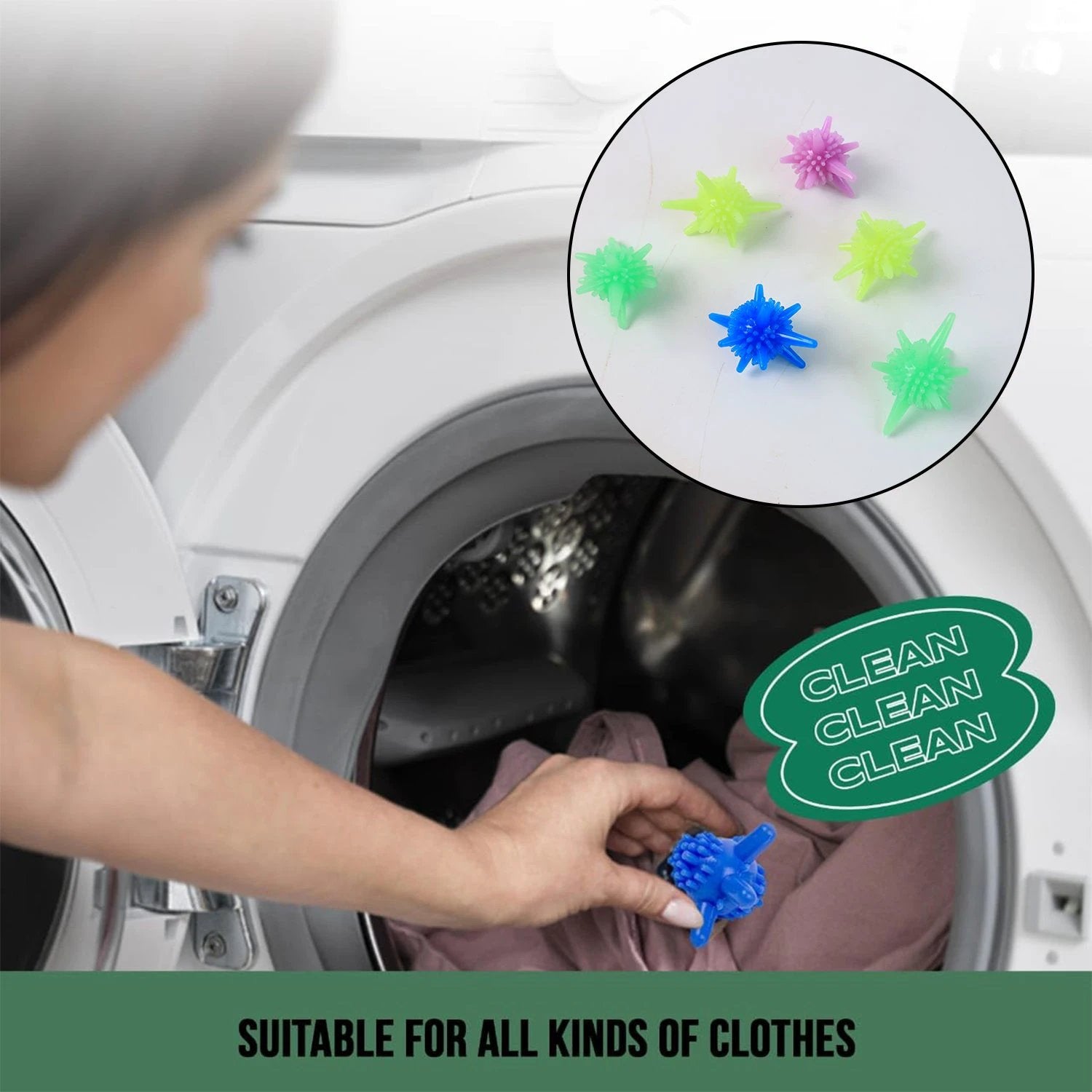Washing Machine Laundry Reusable Soft Spiky Balls (6 Pc) by Wukusy