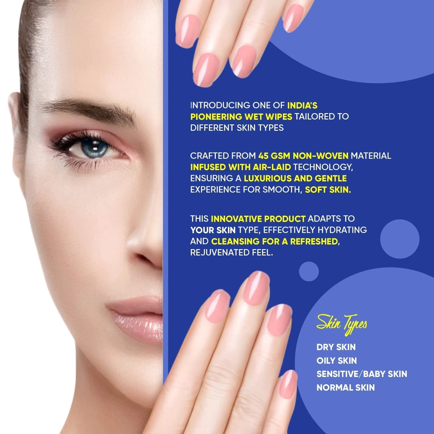 Refreshing Wet Wipes For Face Facial Cleansing Refreshing Skin Hydration Soothing For Skin Ph Balance Alcohol Free Nourishing With Fruit Extract 25 Wipes by Wukusy