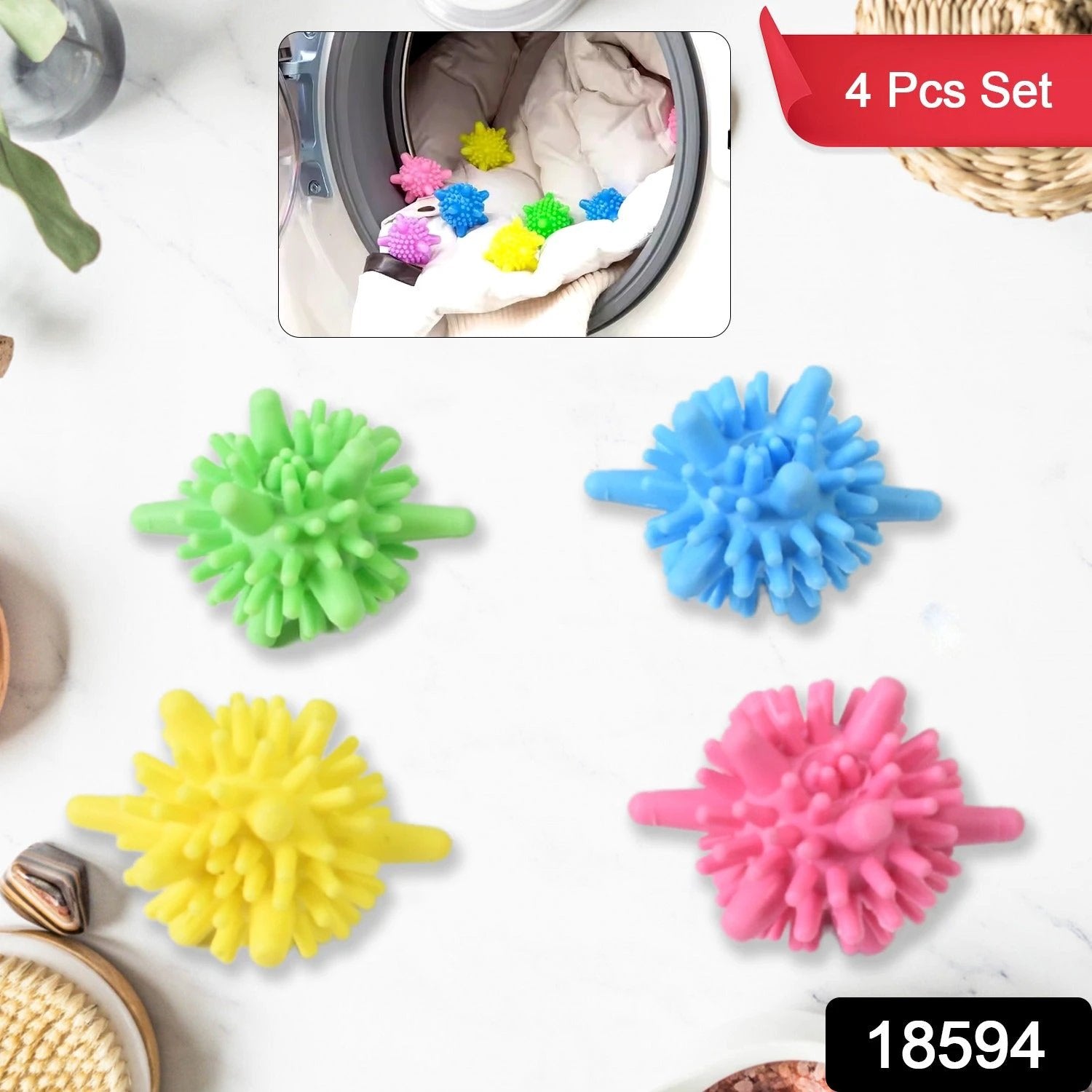 Soft Star Washing Machine Laundry Dryer Balls Laundry Ball (4 Pcs  Multi Color) - 69kart