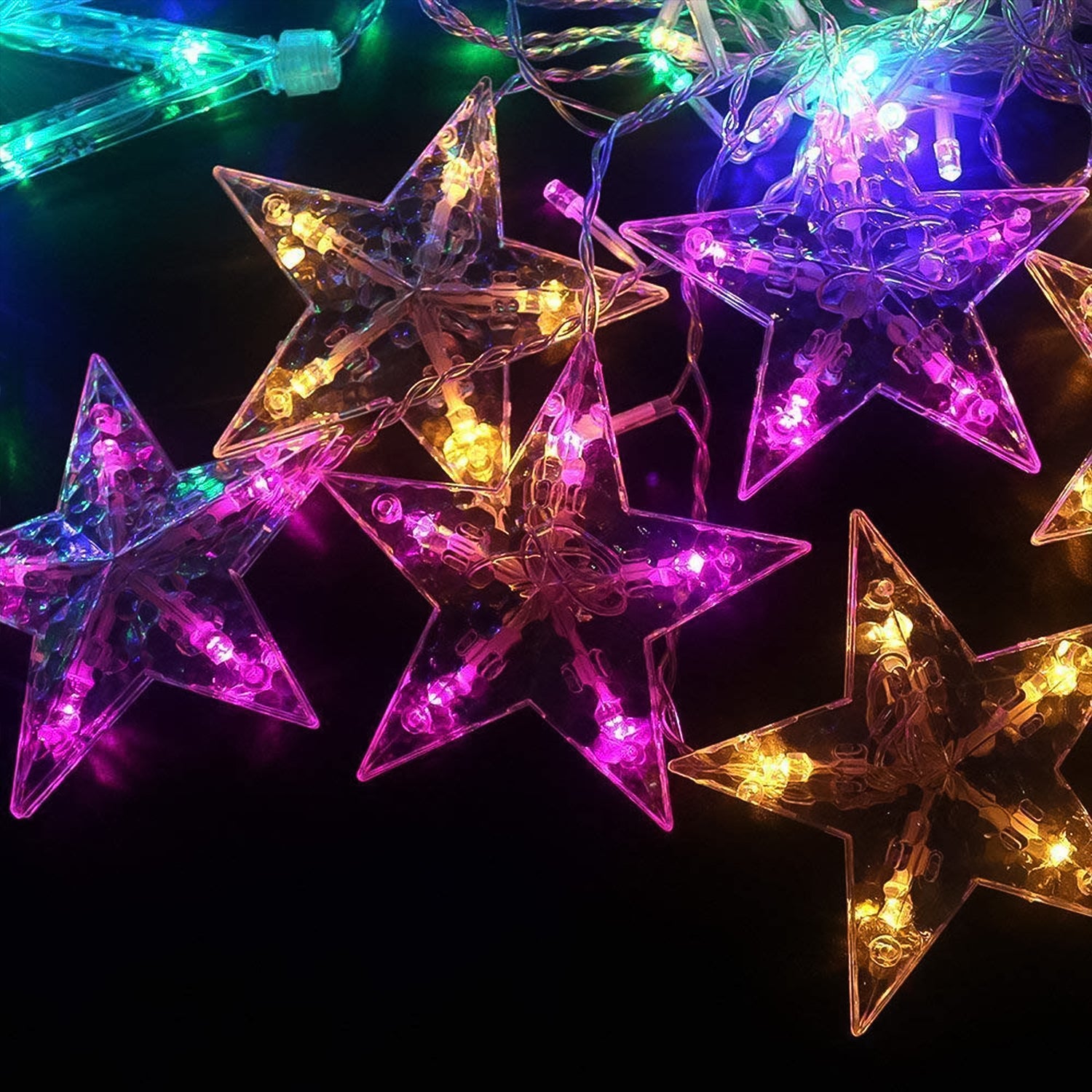 12 Stars Led Curtain String Lights With 8 Flashing Modes (Multicolor)