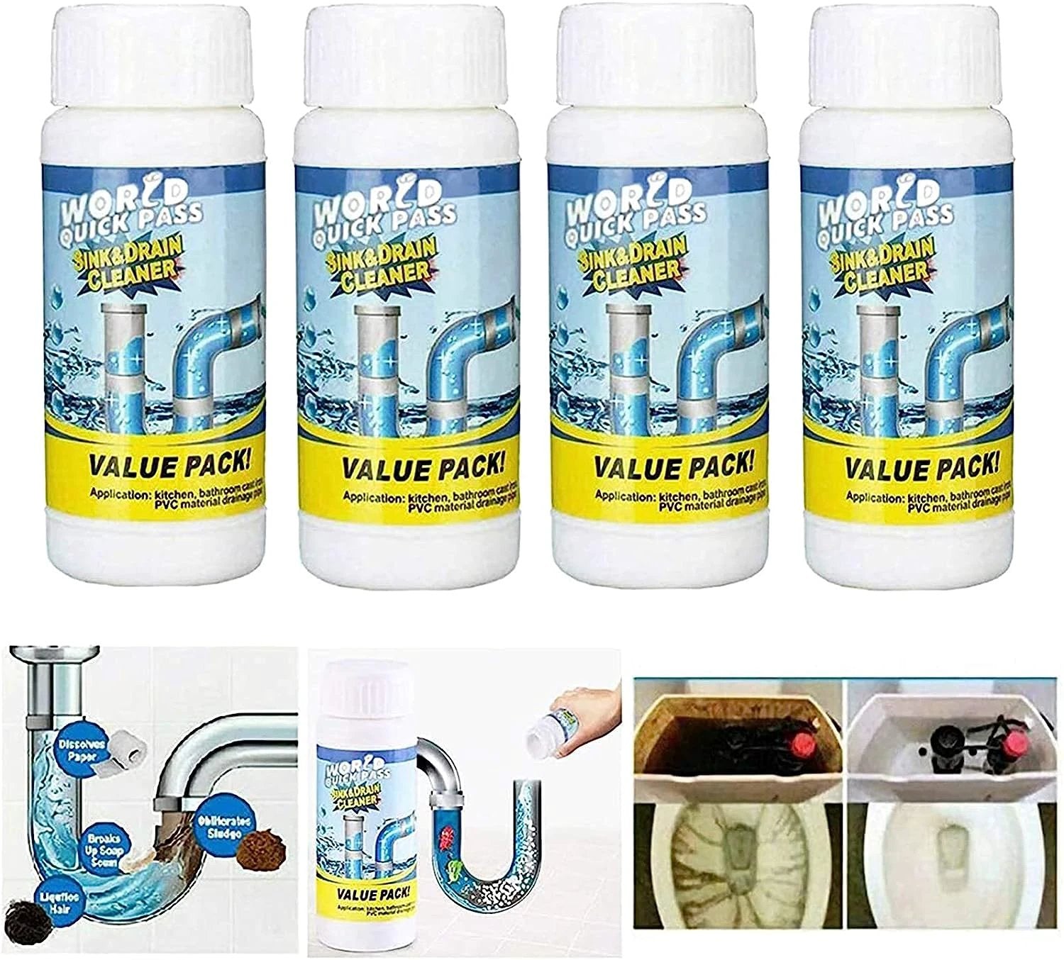 7934 Powerful Sink And Drain Cleaner Portable Powder Cleaning Tool Super Clog Remover Chemical Powder Agent For Kitchen Toilet Pipe Dredging (110 Gm) by Wukusy