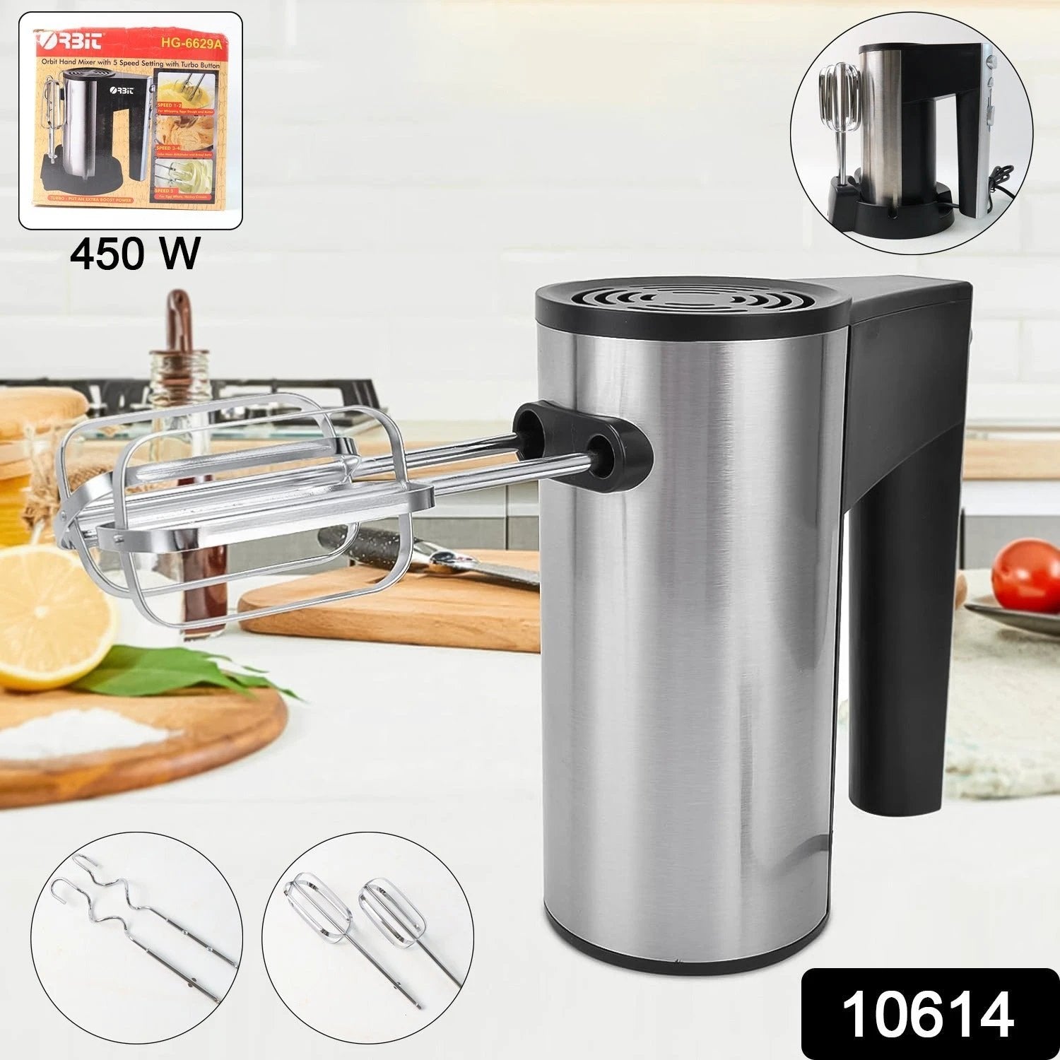 Orbit Stainless Steel Electric Hand Mixer - 450w by Wukusy