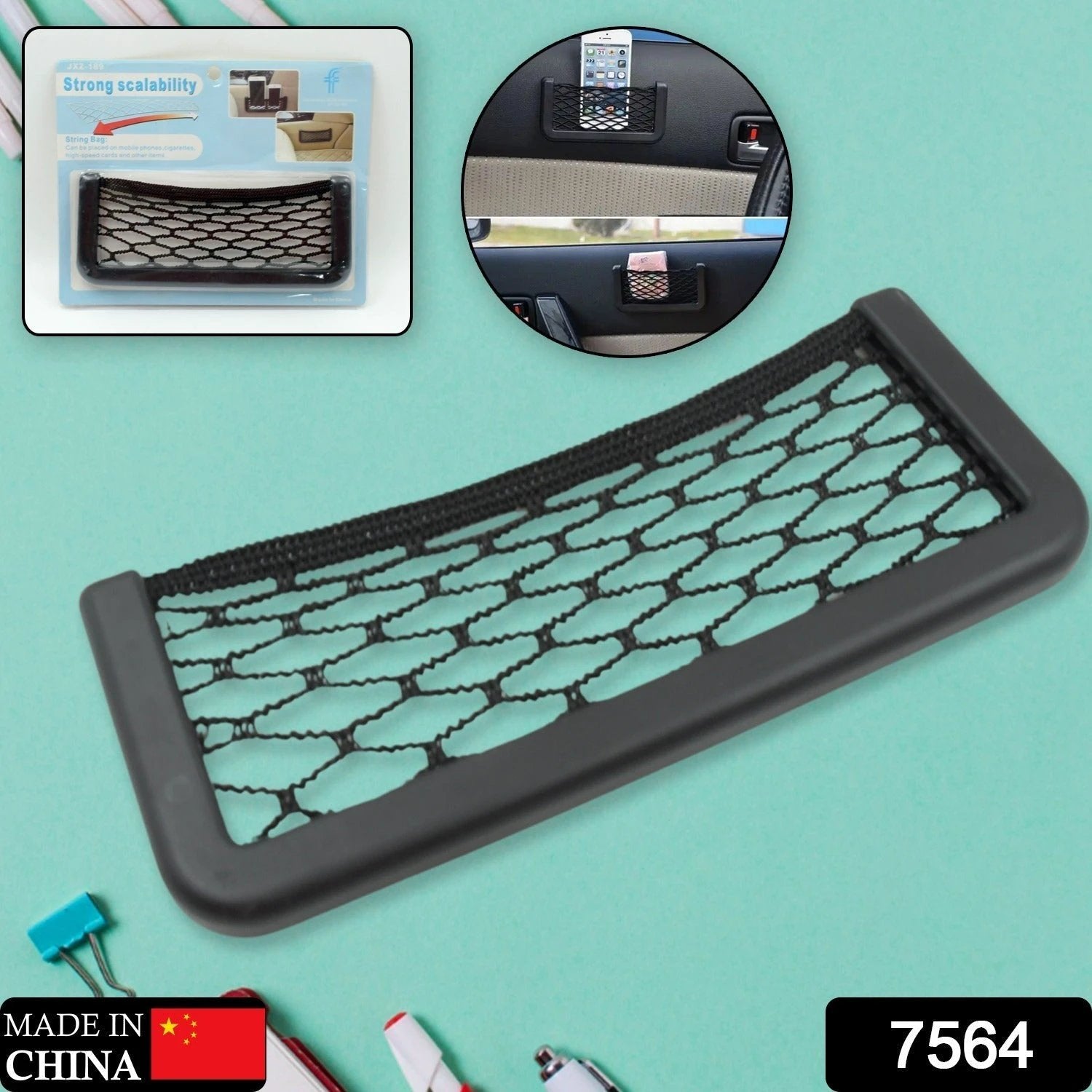 Car Storage Organize Car String Bag Car Seat Side Storage Net Bag Mesh Pocket Organizer Stick-on For Purse Bag Phone - 69kart