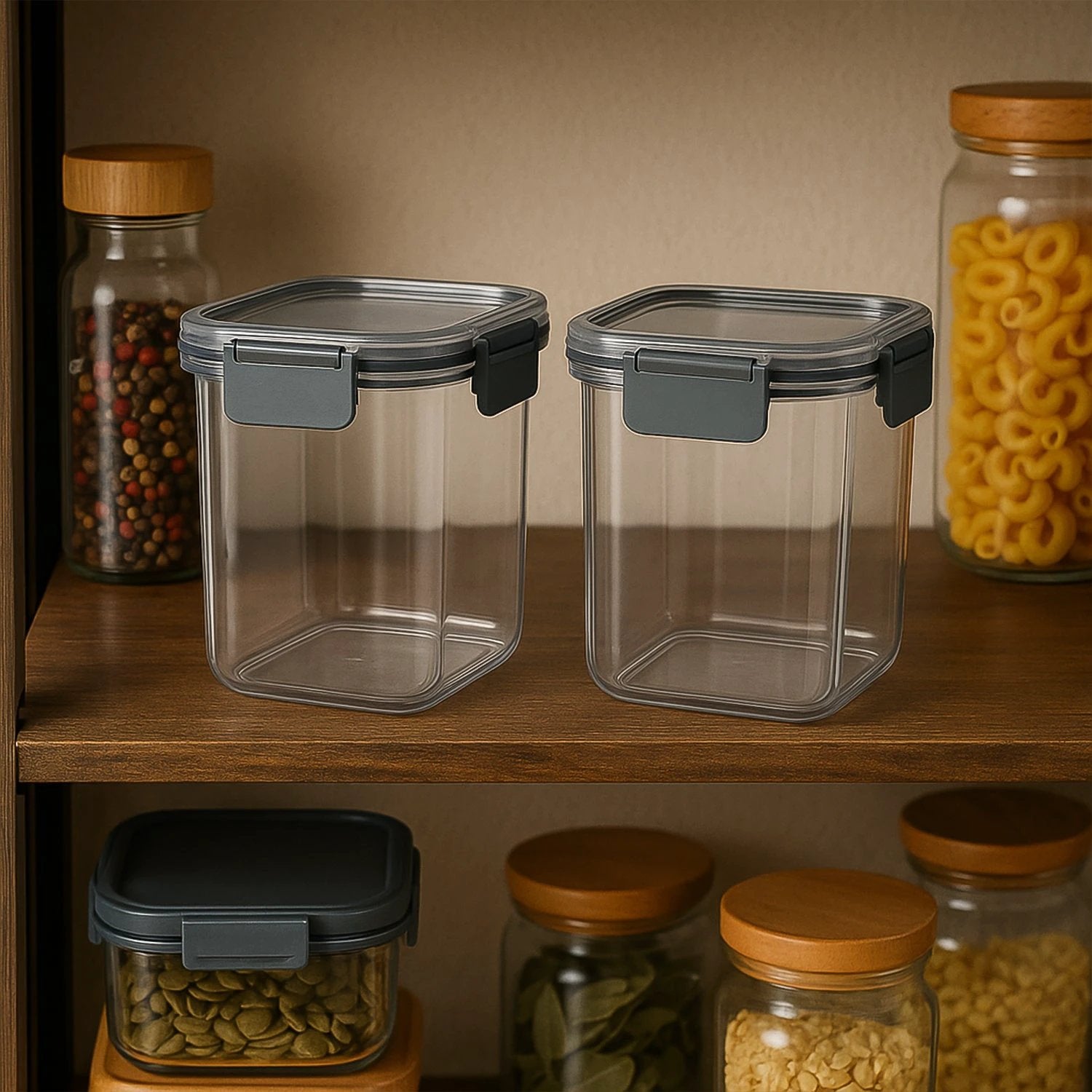 Apex Press N Lock Airtight Food Storage Container Set (2pc900ml) Approx by Wukusy