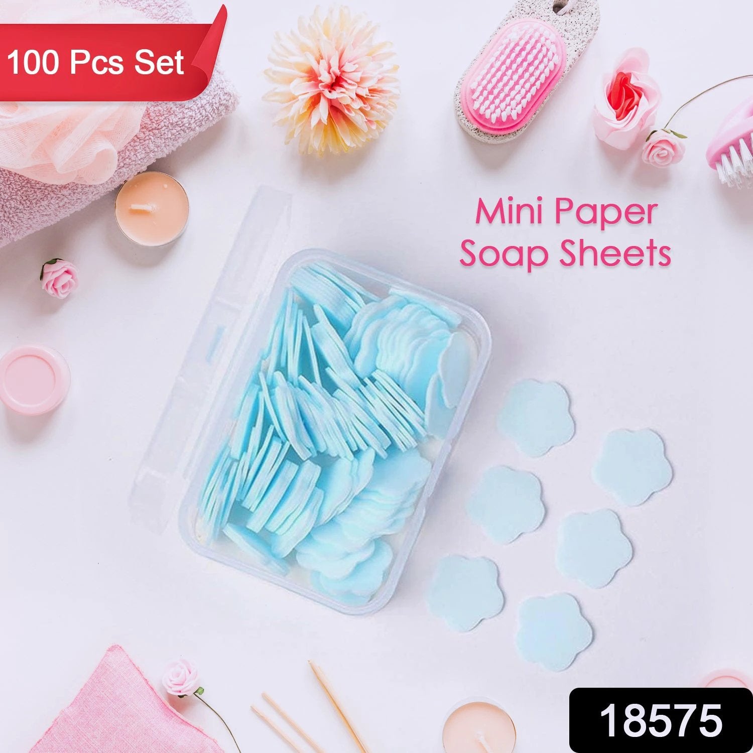 Mini Portable Travel Soap Paper Sheets Flower Shape (100 Pcs Set Approx  Mix Color) - 69kart