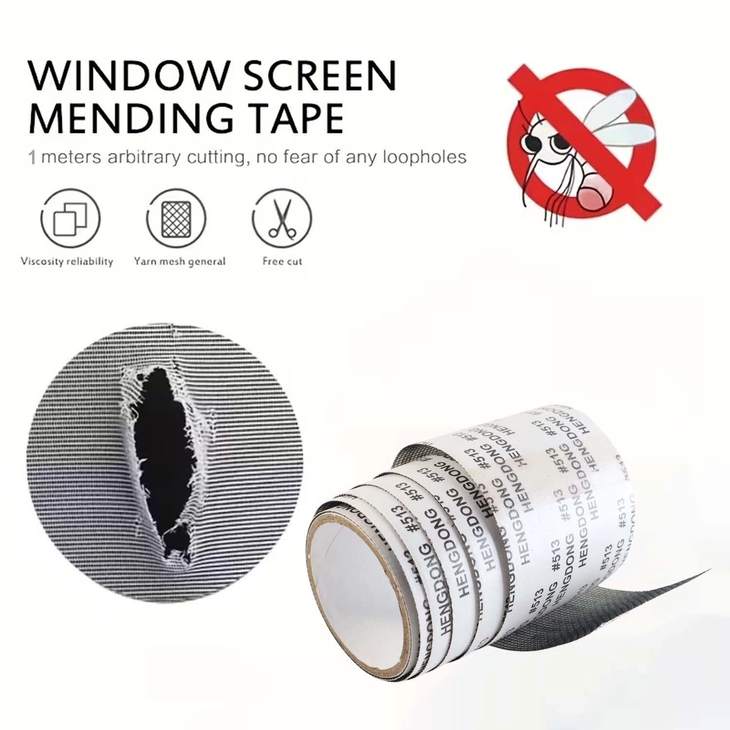 Premium Self-adhesive Window Screen Repair Mesh Tape (5cm X 1m) by Wukusy