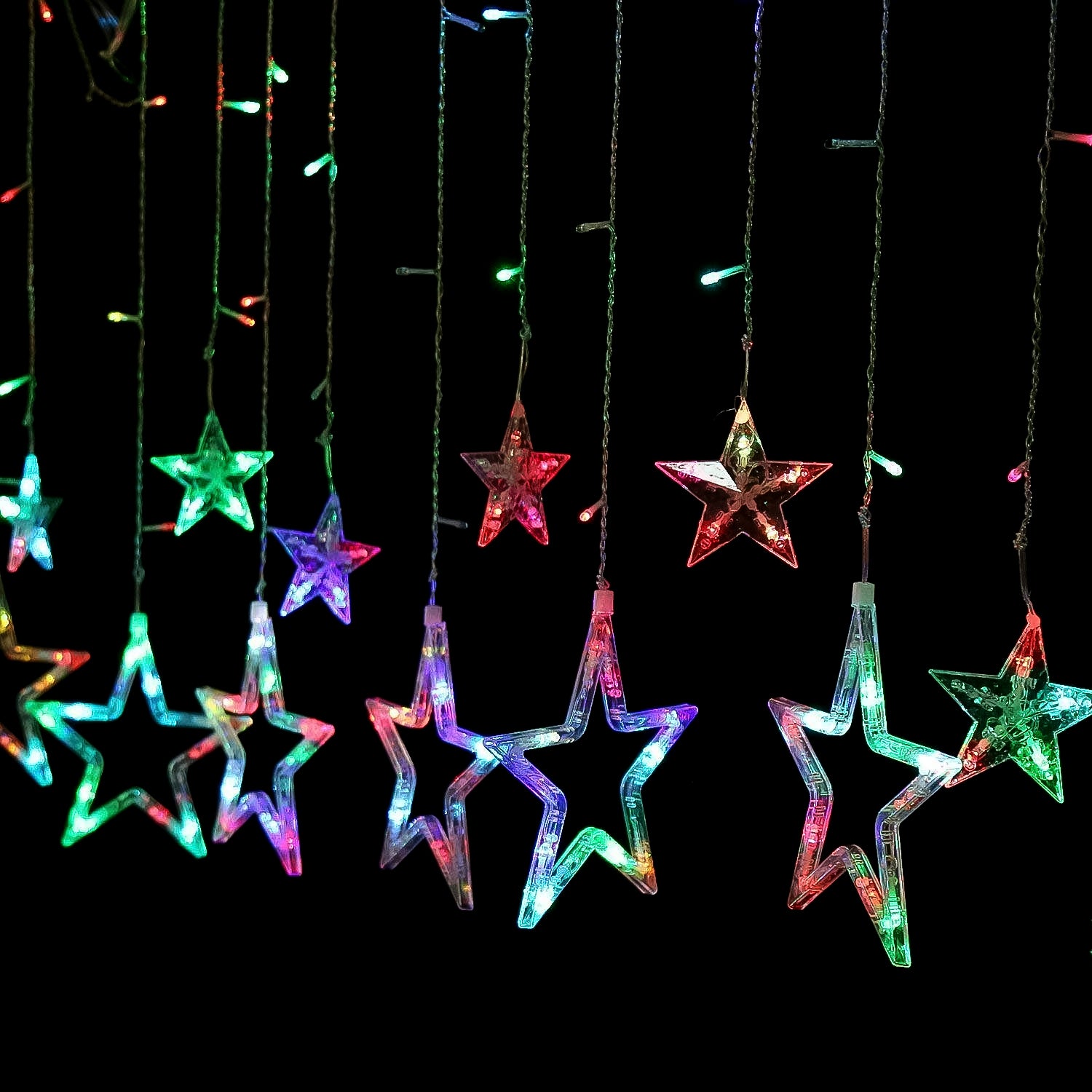 12 Stars Led Curtain String Lights With 8 Flashing Modes (Multicolor)