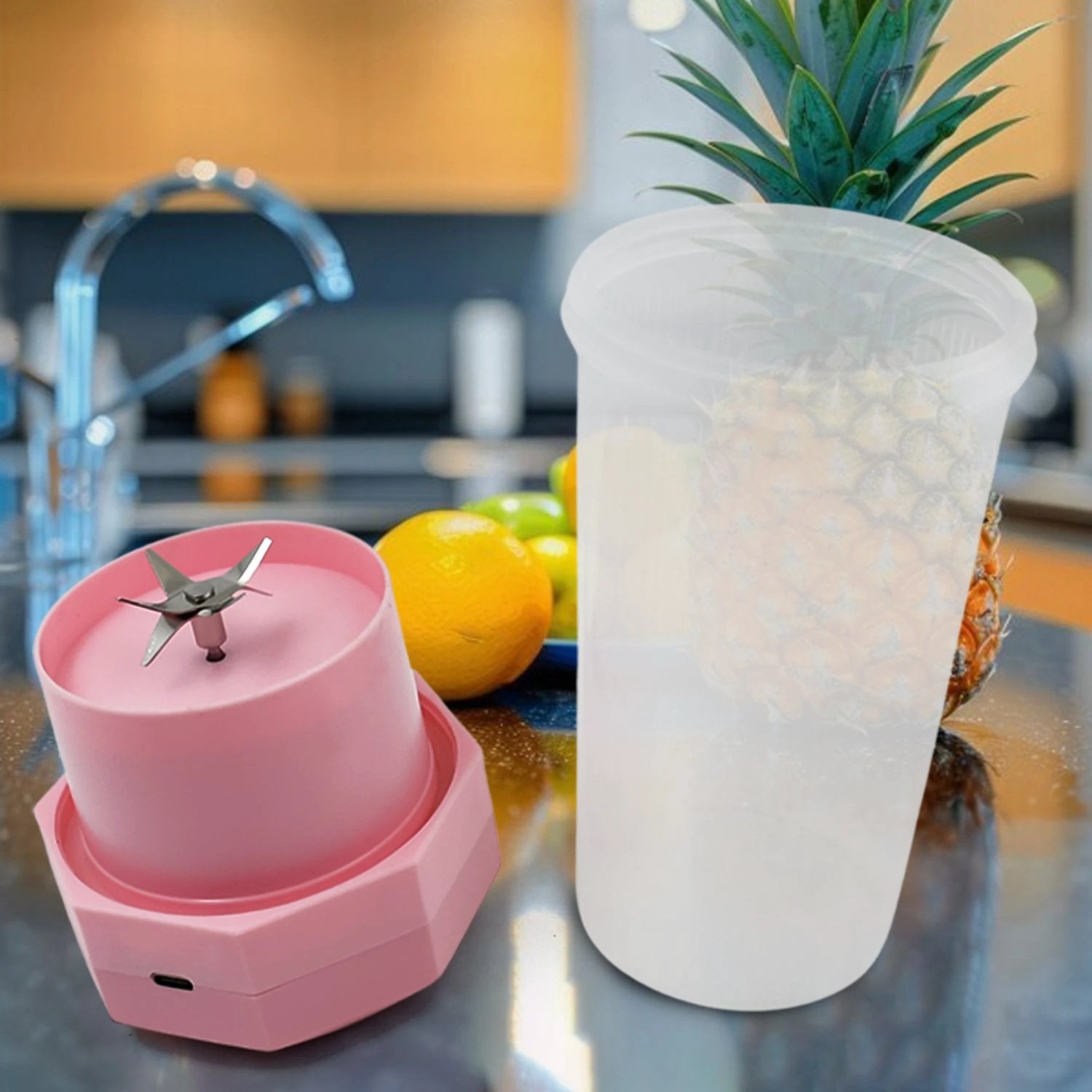 Portable Multifunctional Electric Juicer Cup Usb Juice Maker 6 Blade (350 Ml) - 69kart