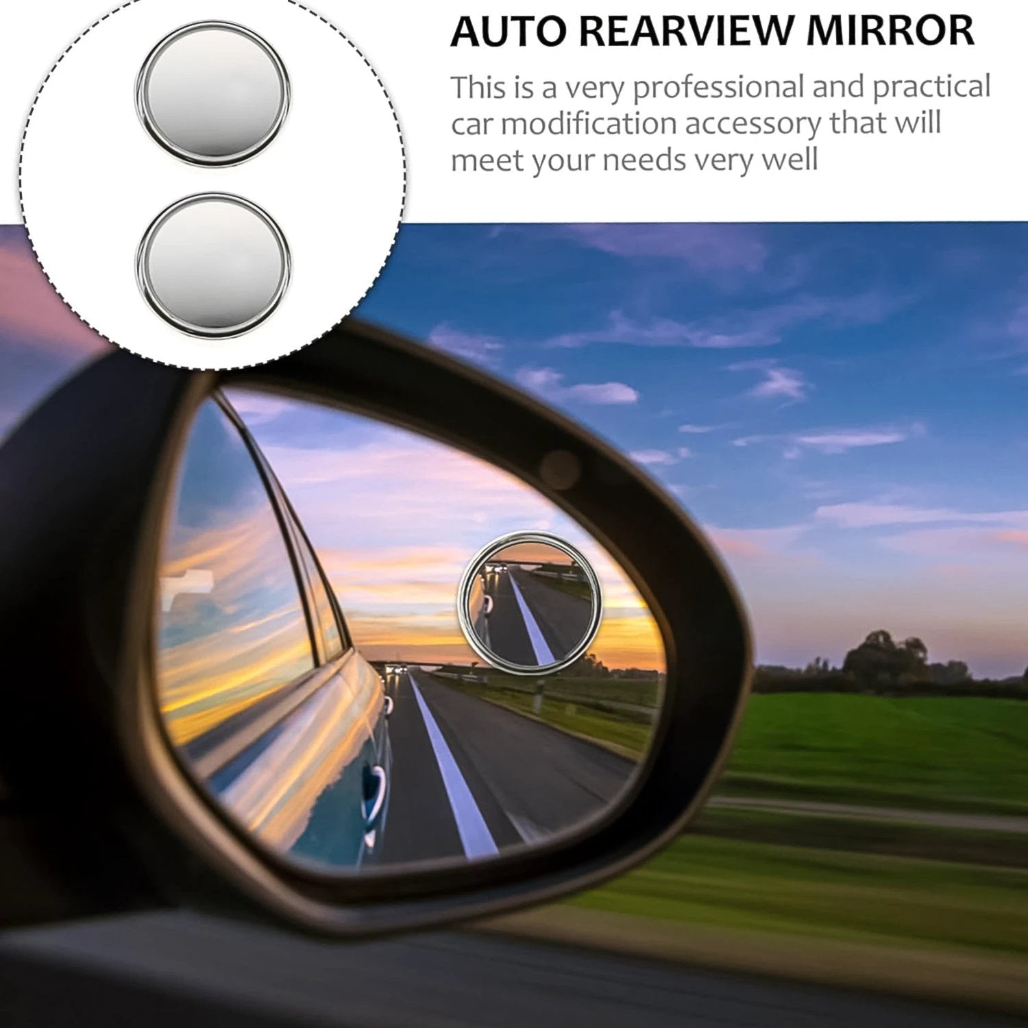 Car Blind Spot Side Mirror Round Hd Glass Blindspot Mirror (2 Pcs Set) - 69KART
