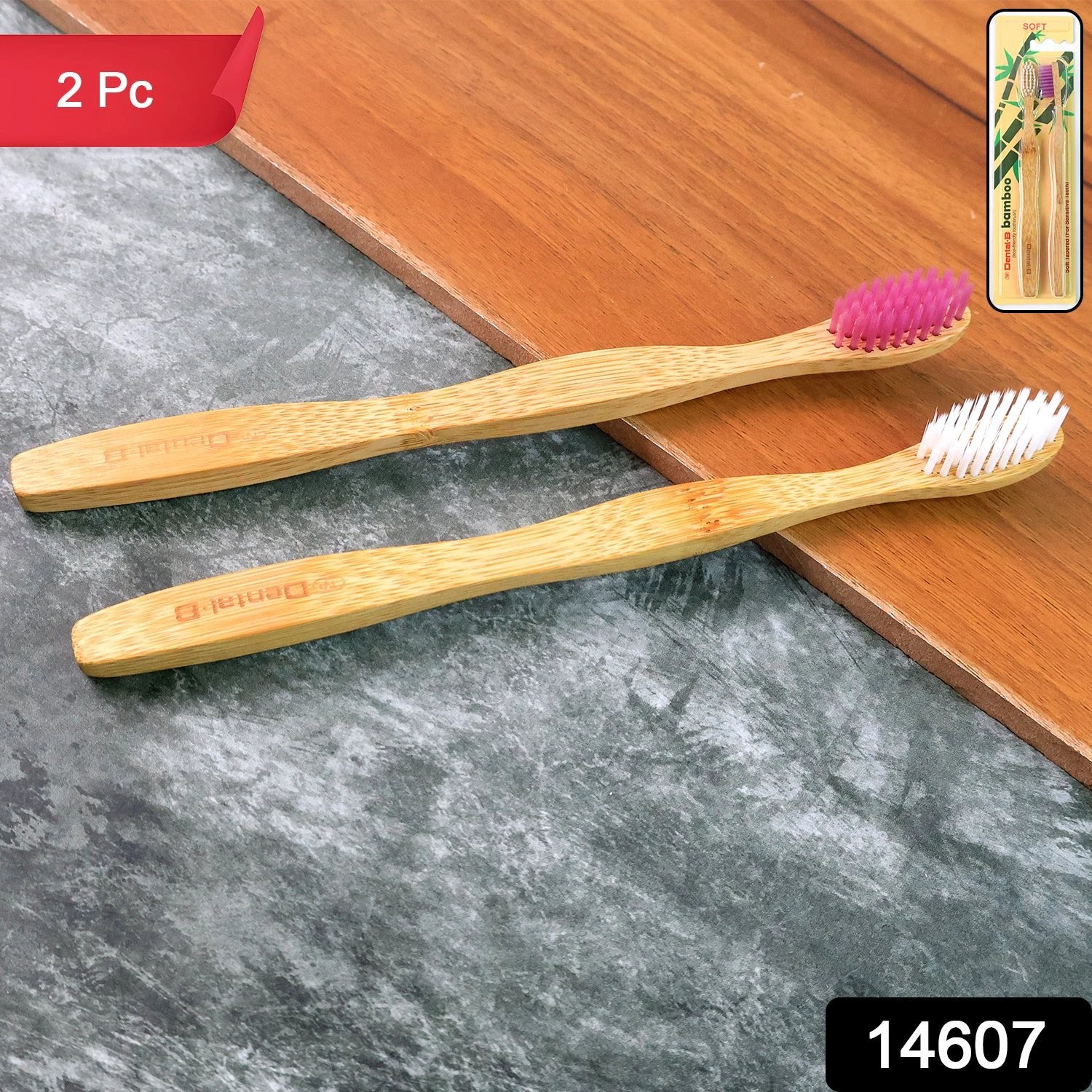 Eco-friendly Natural Bamboo Toothbrush With Medium Bristles (2 Pc) by Wukusy