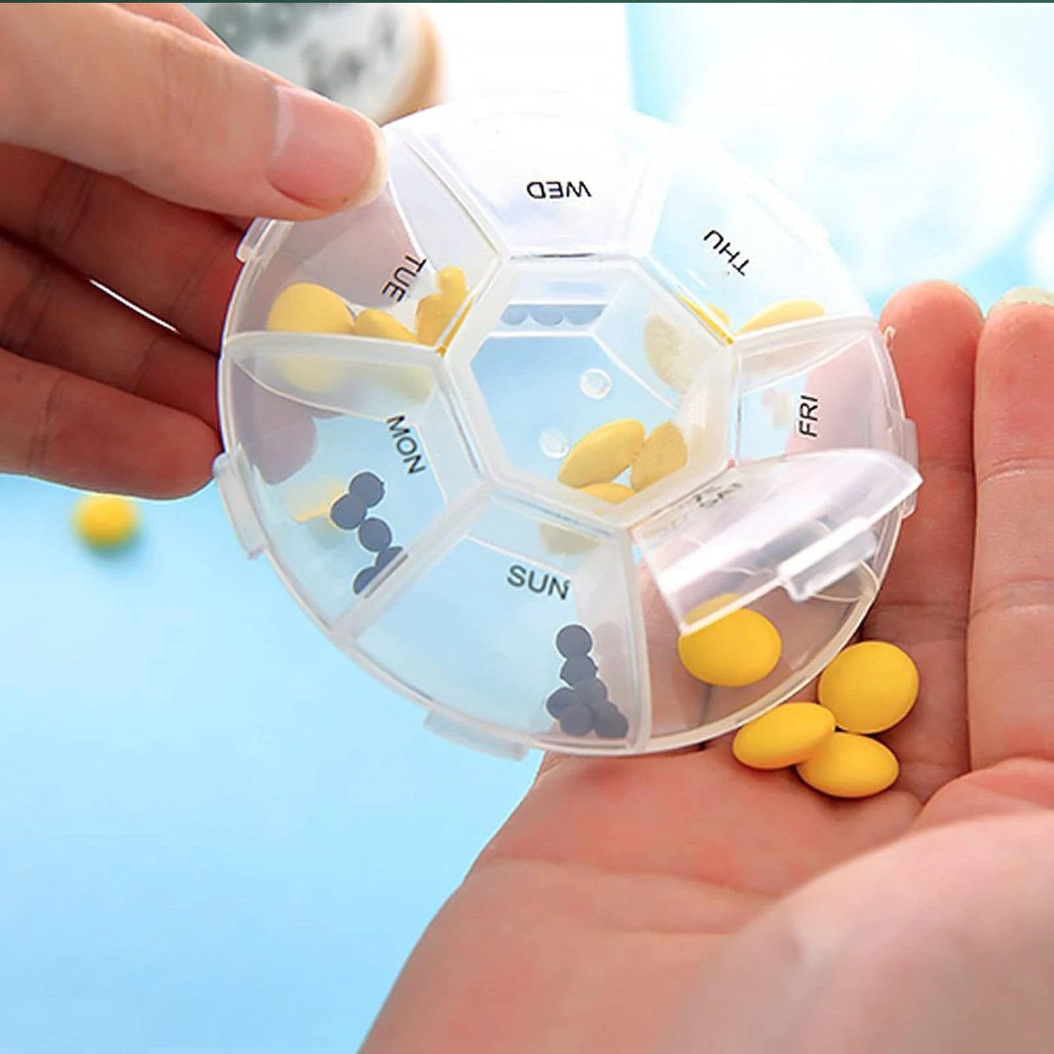 7-sided Portable Pill Box Medicine Planner Small Case by Wukusy