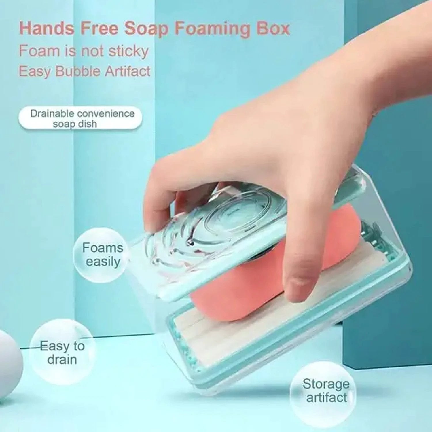 6296 2-in-1 Portable Soap Dish  Soap Dispenser With Roller And Drain Holes Multifunctional Soap Holder Foaming Soap Bar Box For Home Kitchen Bathroom - 69KART