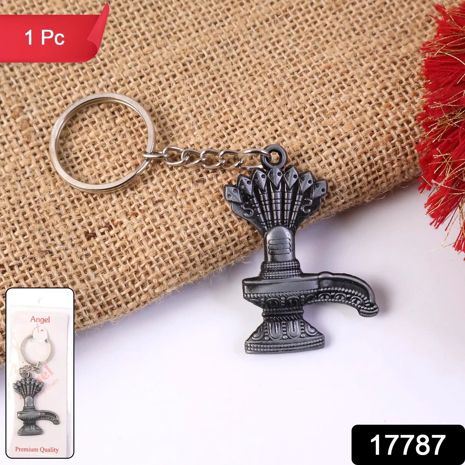 Shiva Lingam with Naag Metal Keychain by Wukusy