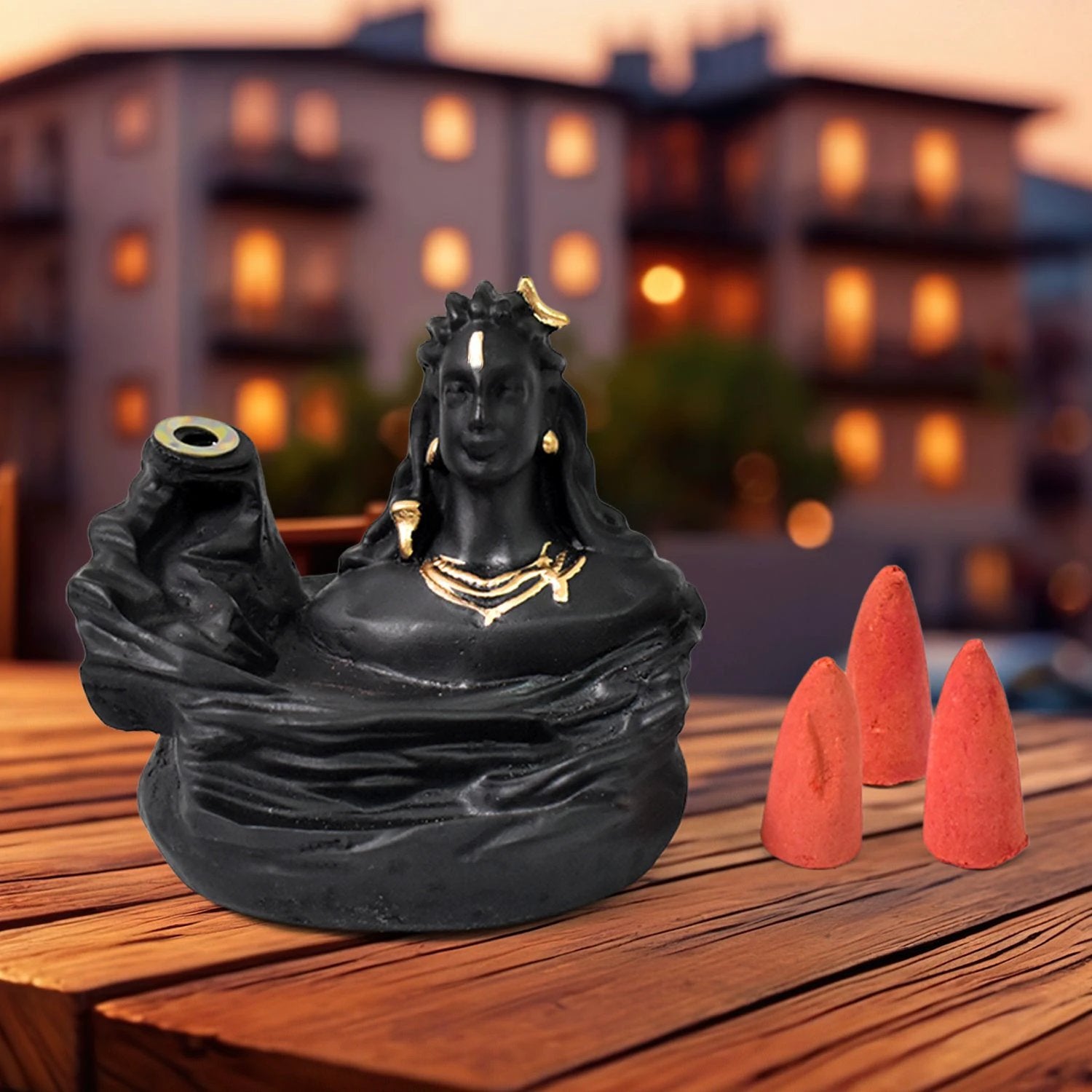 Adiyogi Shiva Backflow Smoke Fountain Incense Holder Burner (1 Pc) by Wukusy