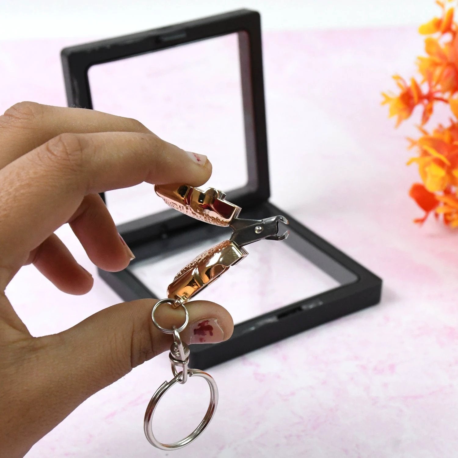 Nail Clipper Keychain With 3d Floating Frame Display Case (1 Set) by Wukusy