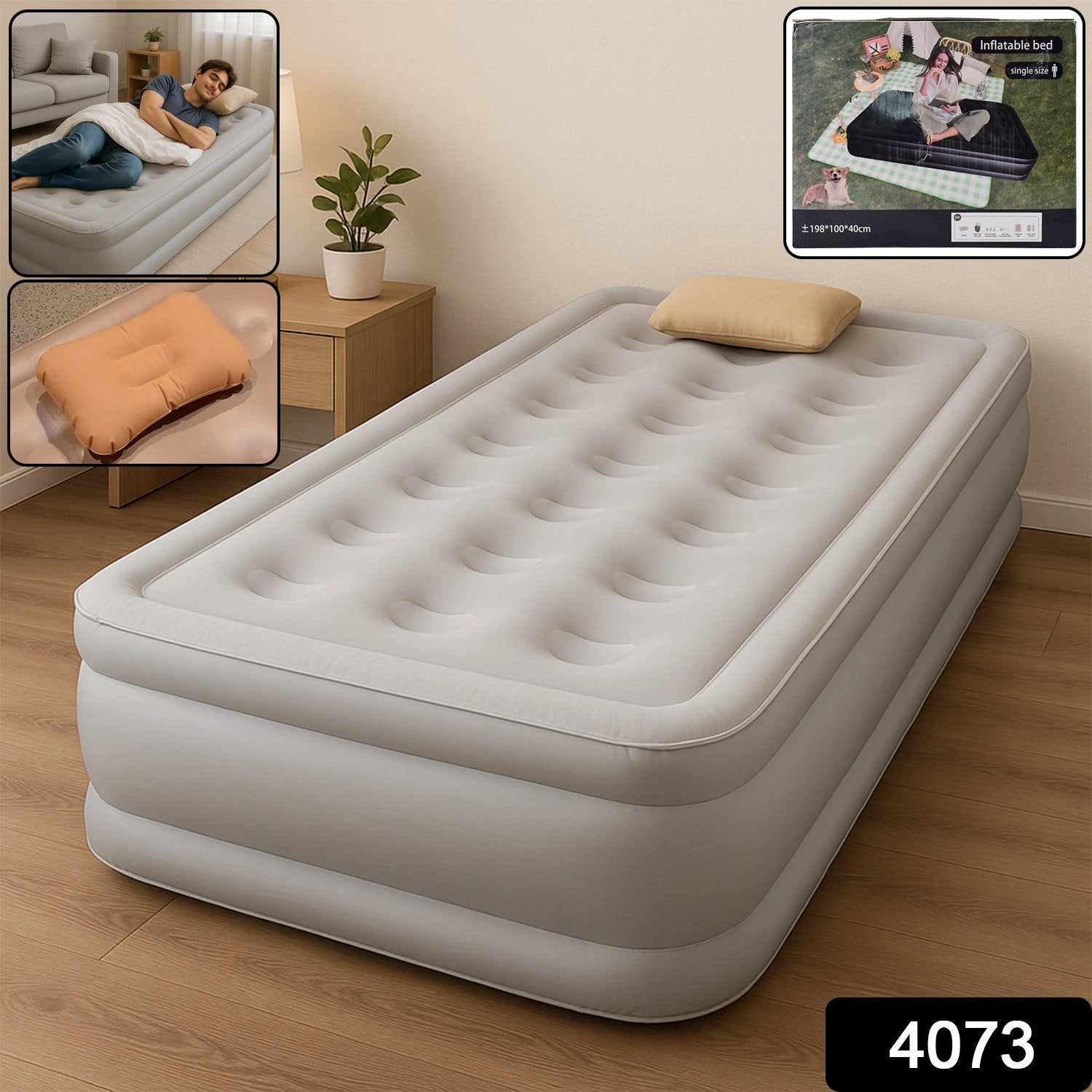 Portable Inflatable Bed Folding Lazy Bed (190x100x40 Cm  1 Pc) - 69KART