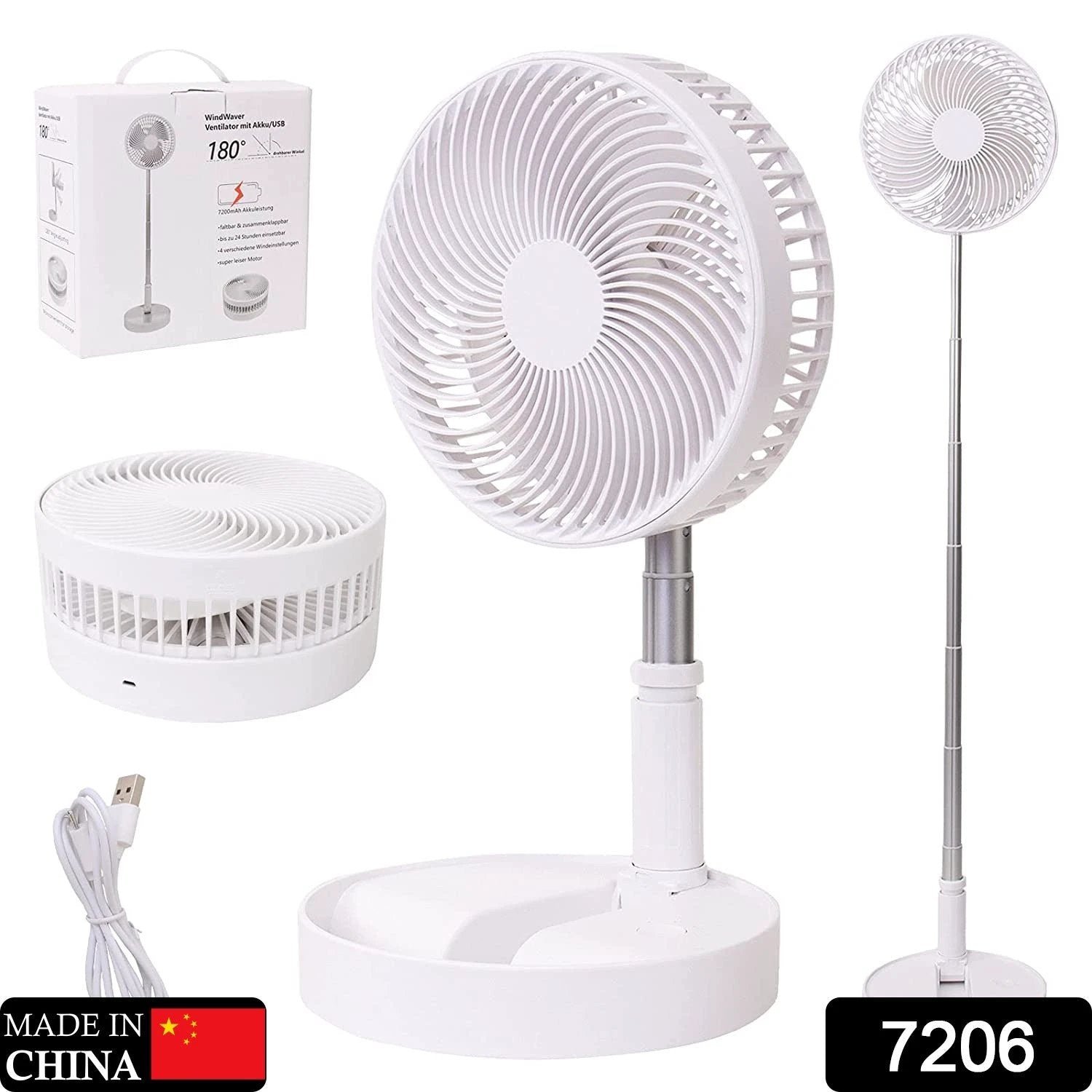 7206 Telescopic Electric Desktop Fan Height Adjustable Foldable  Portable For Travelcarry  Silent Table Top Personal Fan For Bedside Office Table (Battery Not Include) - 69kart