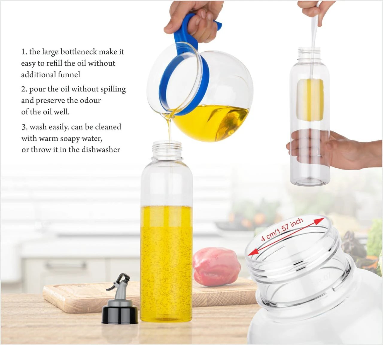 2346 Oil Dispenser Transparent Plastic Oil Bottle   1 Liter - 69kart