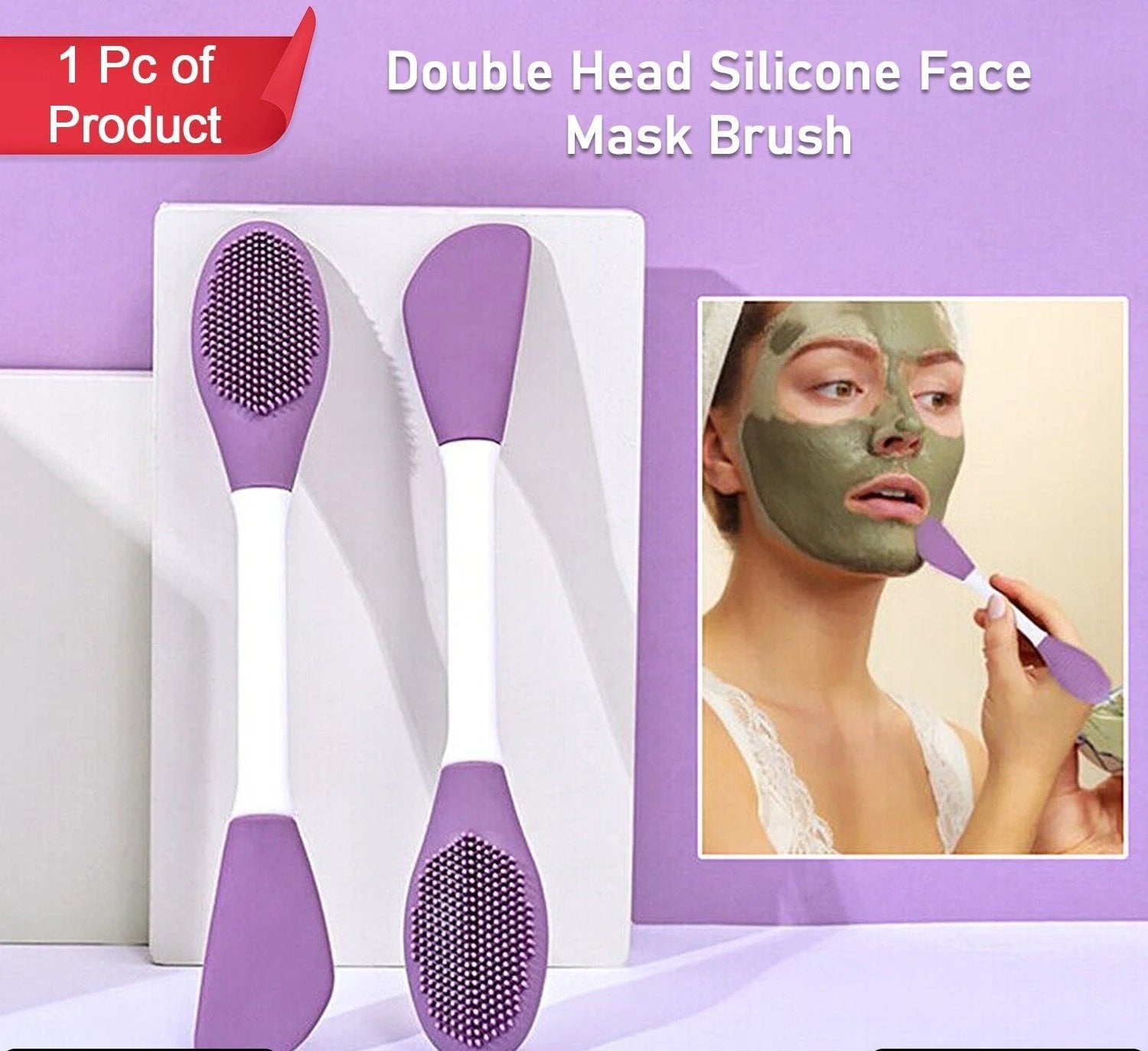 12532 Double-headed Silicone Mask Brush Face Cleansing And Applying Mud Mask Beauty Salon Special Brush Smear Tool Facial Scrub Silicone Wash Scrubber Face Tools (1 Pc) by Wukusy