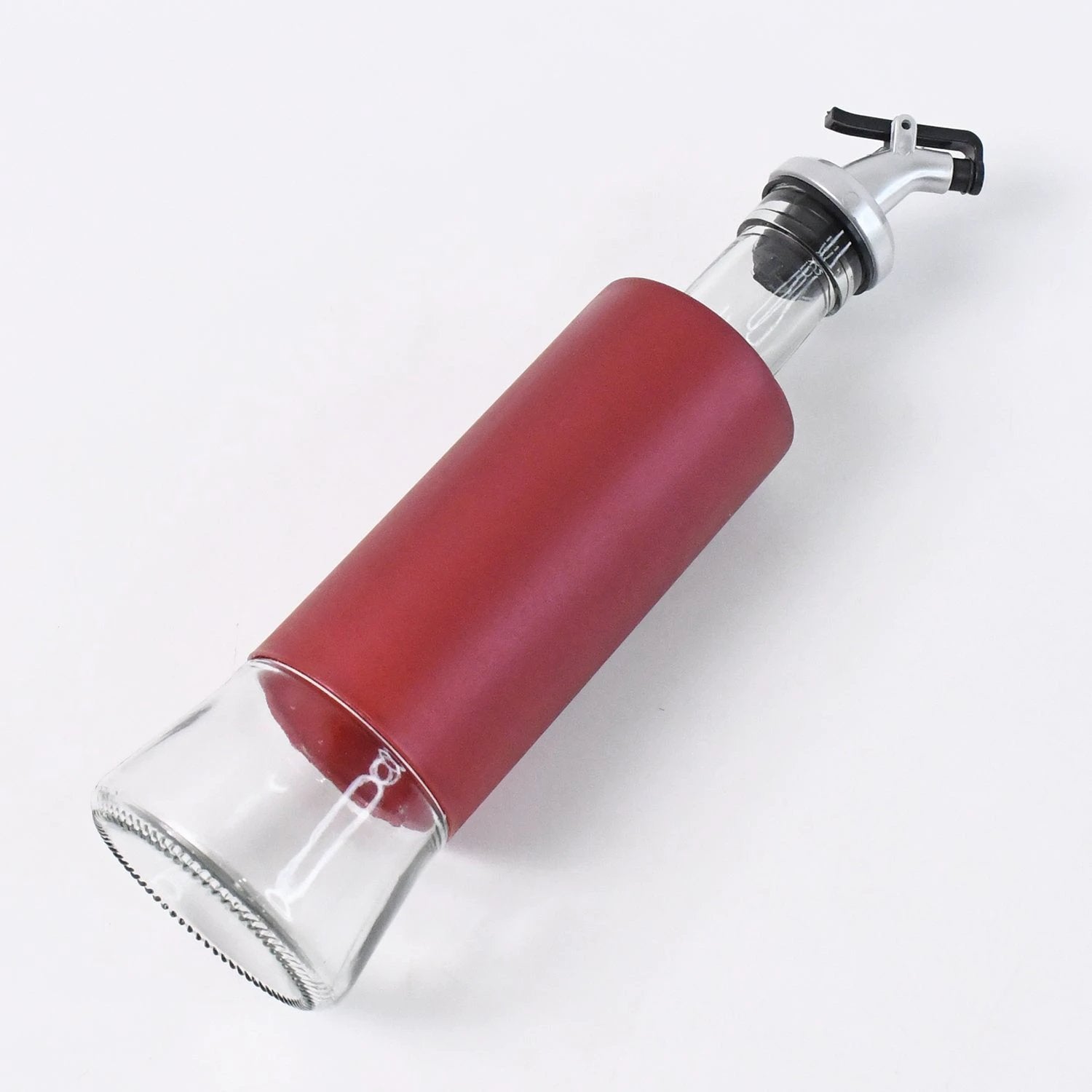 Glass Oil Dispenser With Plastic Covering Oil And Vinegar Bottle (300 Ml) by Wukusy