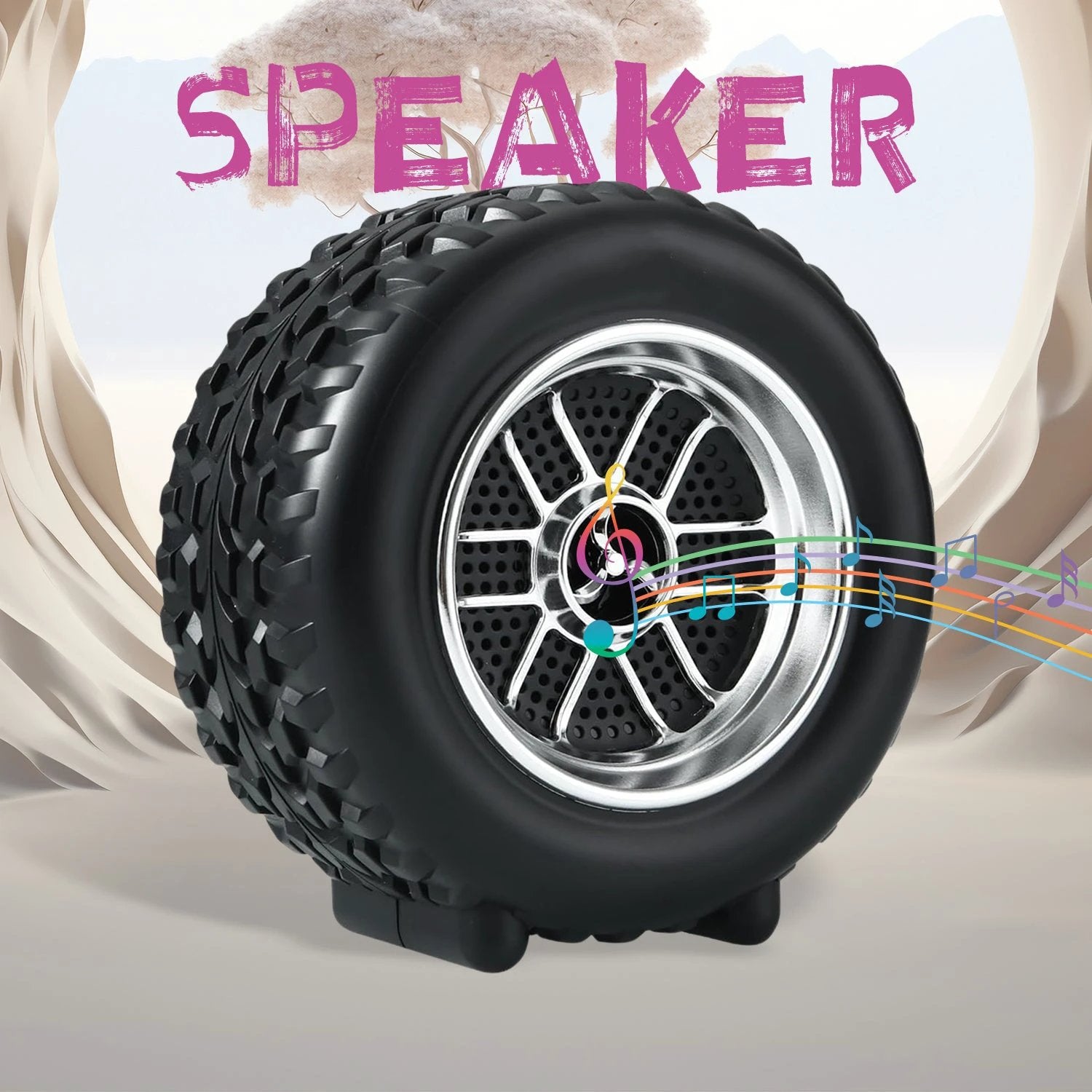 Portable Tyre Wheel Shape Wireless Bluetooth Speaker (1 Pc) by Wukusy