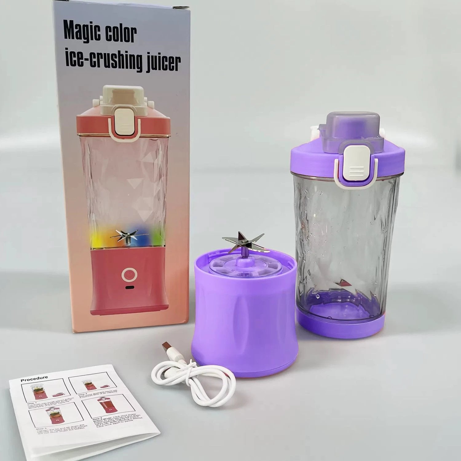 Eletric Crusher Juicer With Multicolor Light 8 Blades (600 Ml  Multicolor) - 69KART