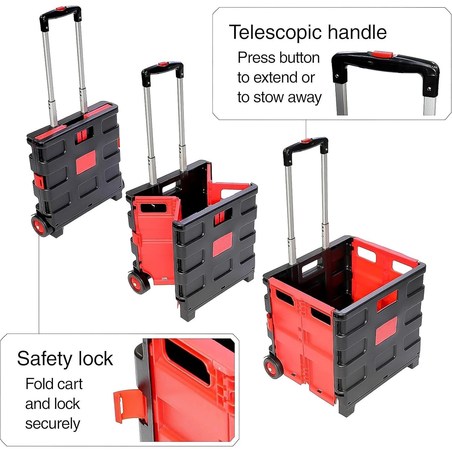 Foldable Shopping Grocery Trolley  Cart Travel Portable Food Basket (1 Pc) - 69KART