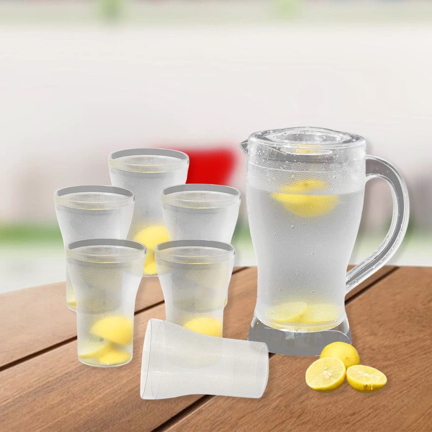 Apex Unbreakable Lemon Jug Set With 6 Glasses  1200ml Jug + 300ml Glasses Approx - 69kart