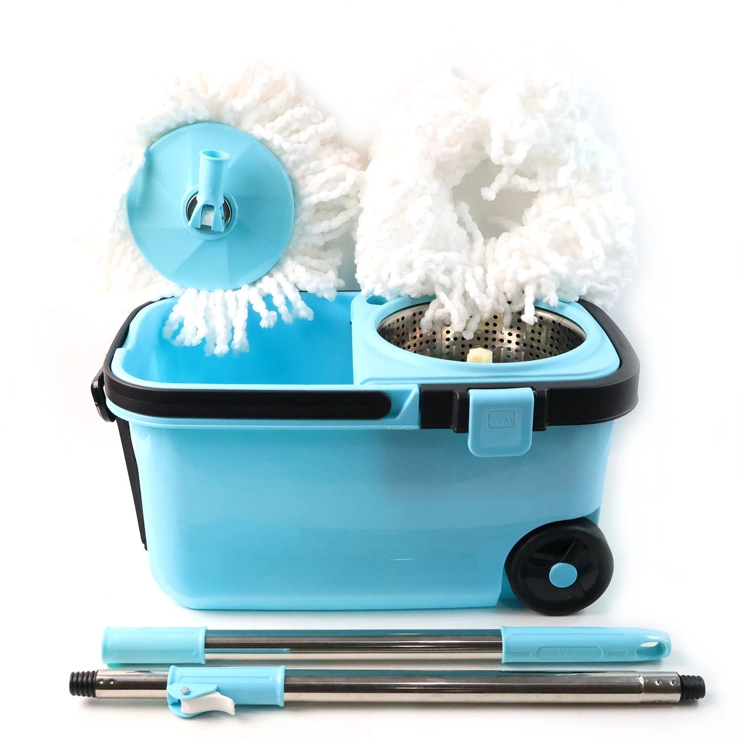 360 Spin Mop With Super Absorbent Microfiber Heads (1 Set) by Wukusy