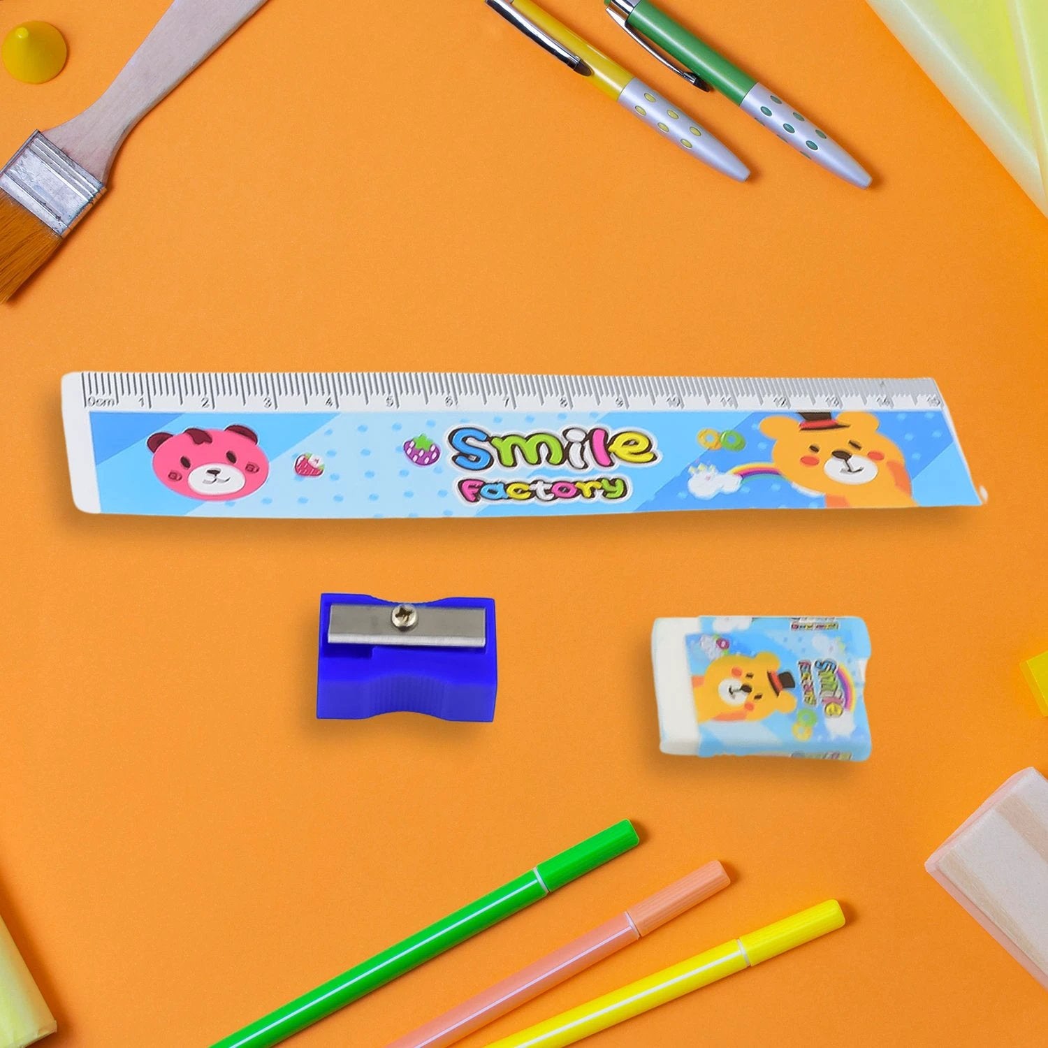4580  Cartoon Wooden Pencil Set For Kids Boys Return Gifts Birthday Party Space Stationary Set Pencil Eraser Sharpener Combo Kit For Kids Boys - 69KART