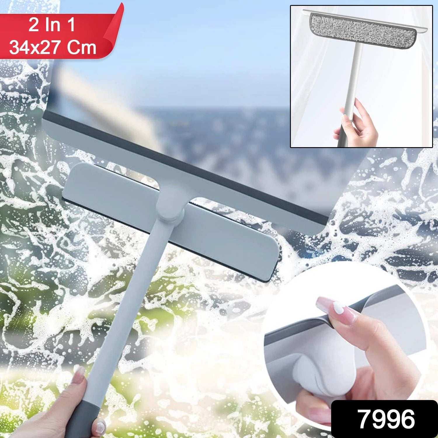 2-in-1 Window Glass Cleaning Wiper With Microfiber Pad by Wukusy