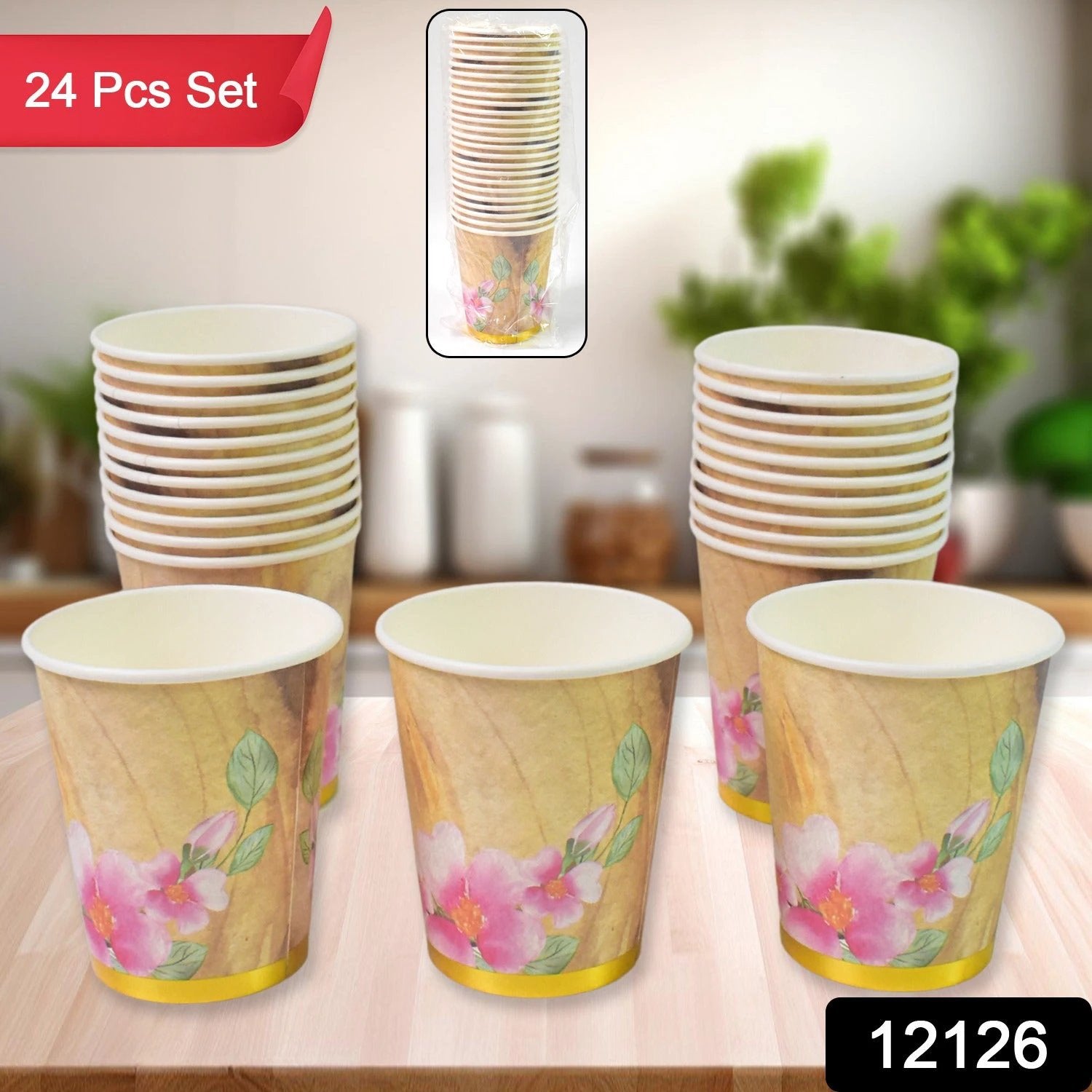 Disposable Paper Cups Disposable Tea Coffee Cups (24 Pcs Set  Mix Color  Design) - 69kart