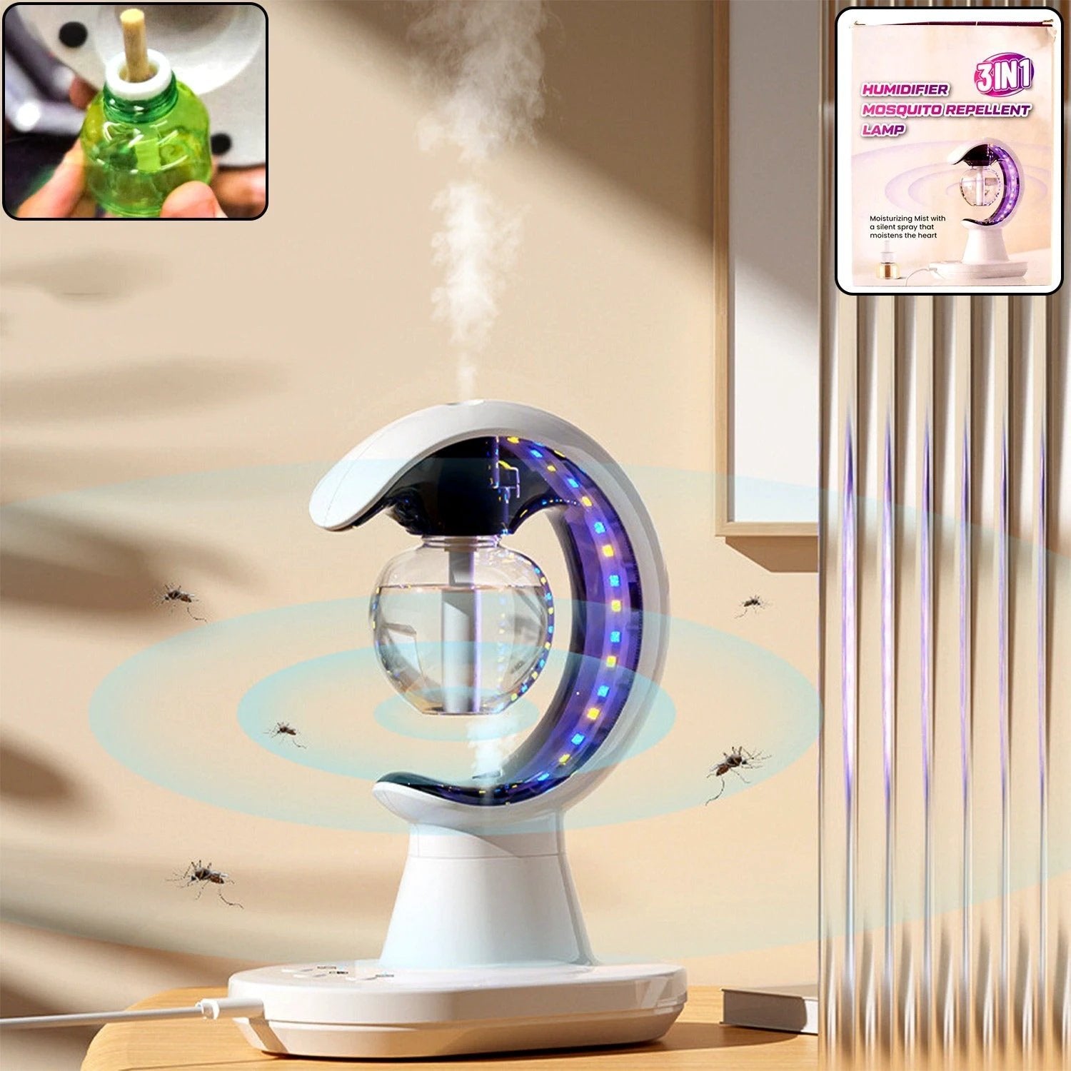 3-in-1 Led Lamp With Humidifier And Mosquito Repellent (1 Pc) by Wukusy