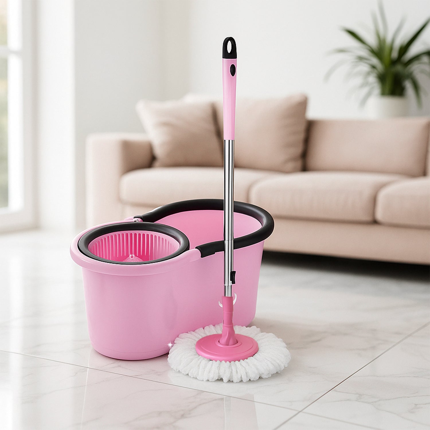 4942 Quick Spin Mop With Steel Spin Bucket Floor Cleaning Easy Wheels  Big Bucket Floor Cleaning Mop With Bucket