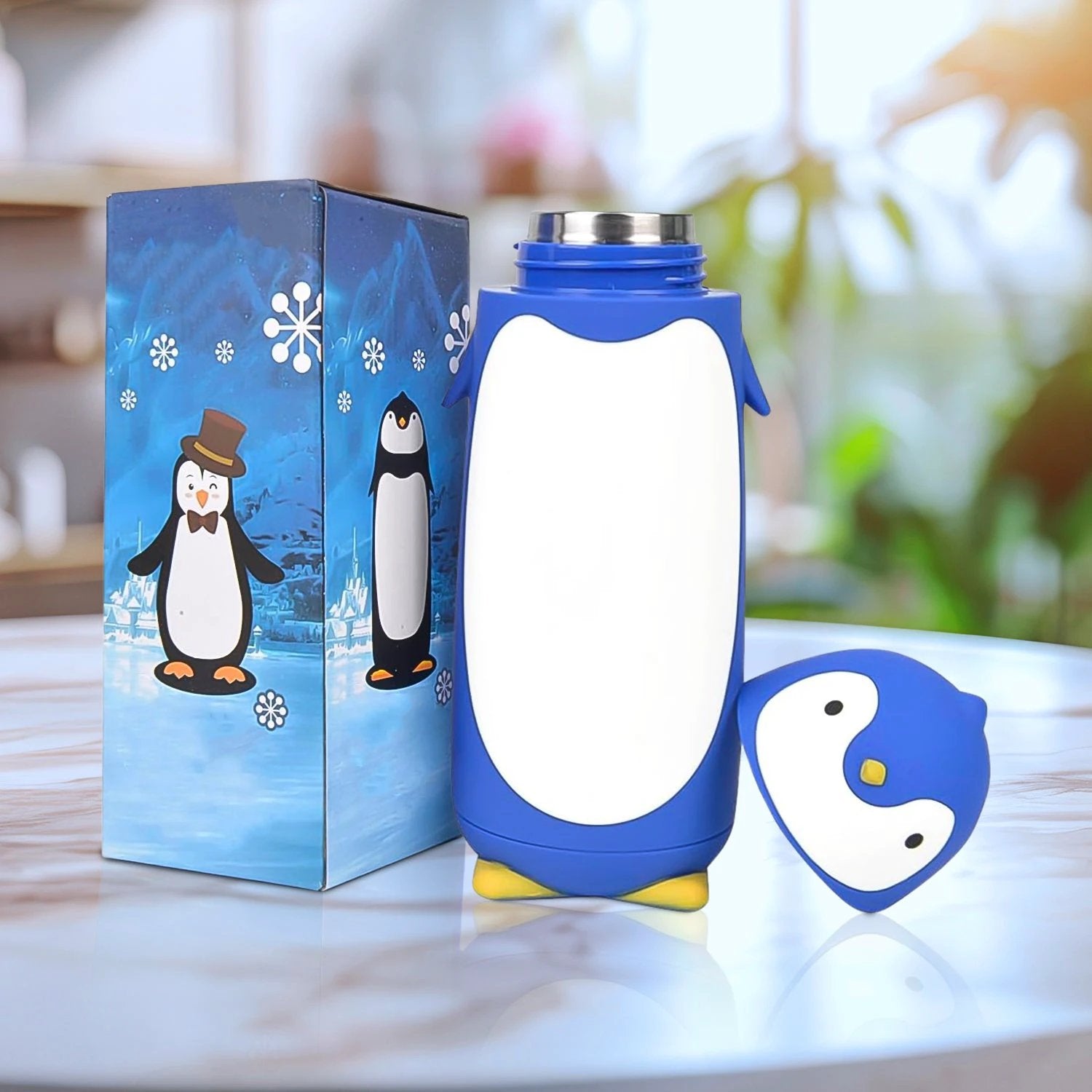 Penguin Water Bottle Penguin Cartoon Water Bottle Funny Travel Mug Insulated Inner Glass Vacuum Water Bottle - 69KART