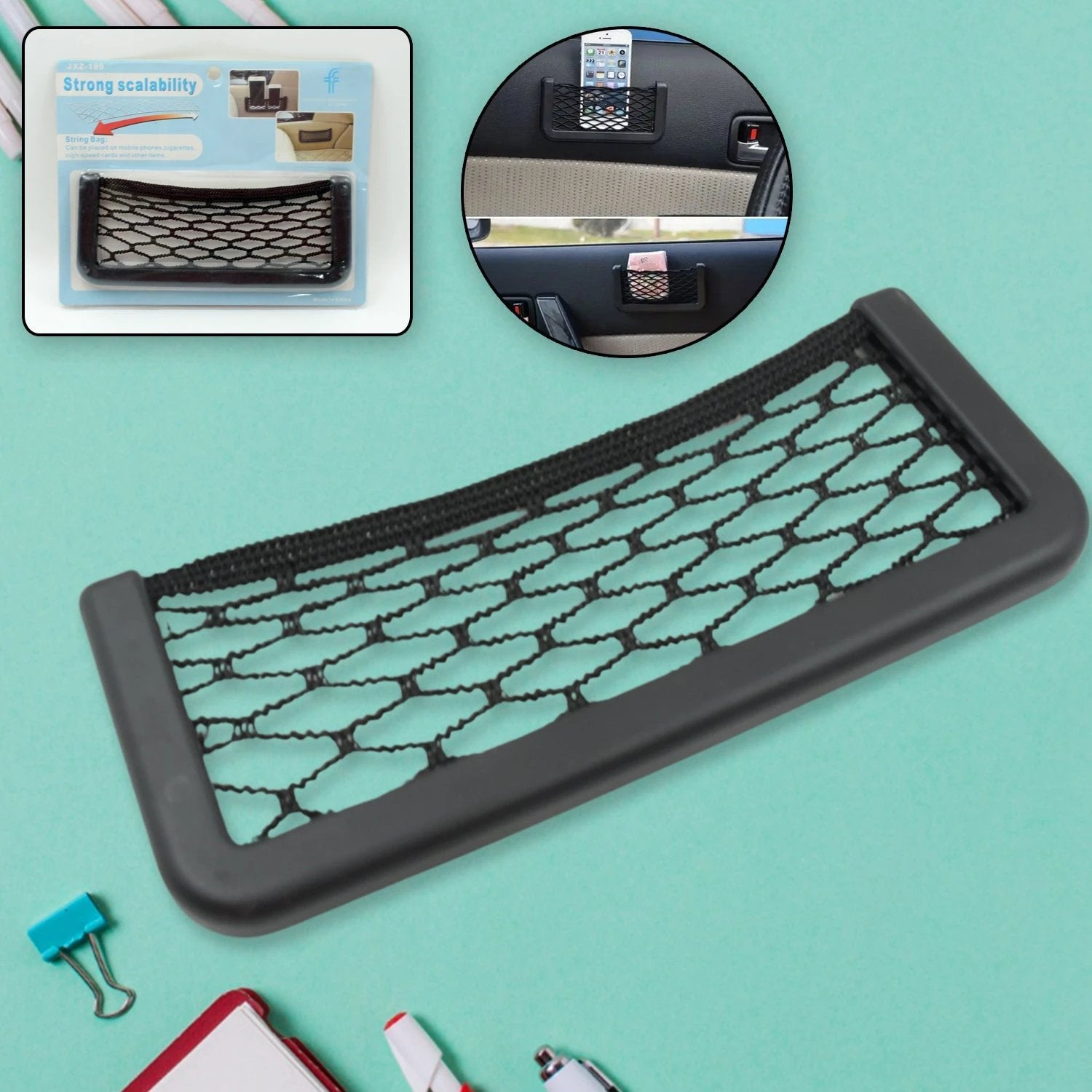 Car Storage Organize Car String Bag Car Seat Side Storage Net Bag Mesh Pocket Organizer Stick-on For Purse Bag Phone - 69kart