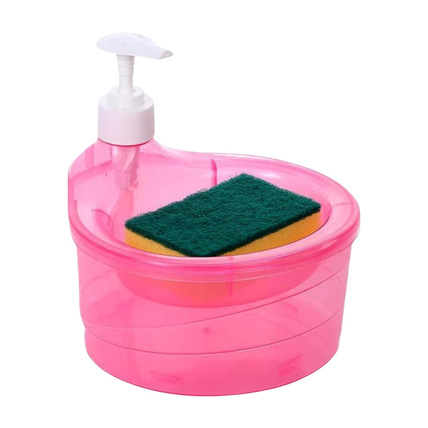 12589 Double Layer Liquid Soap Dispenser With Pump And Sponge Practical For Hotel Sink Clear Soap Dispensing Liquid Pump Bottle For Home  Kitchen Rectangle ( 2 In 1 ) - 69kart