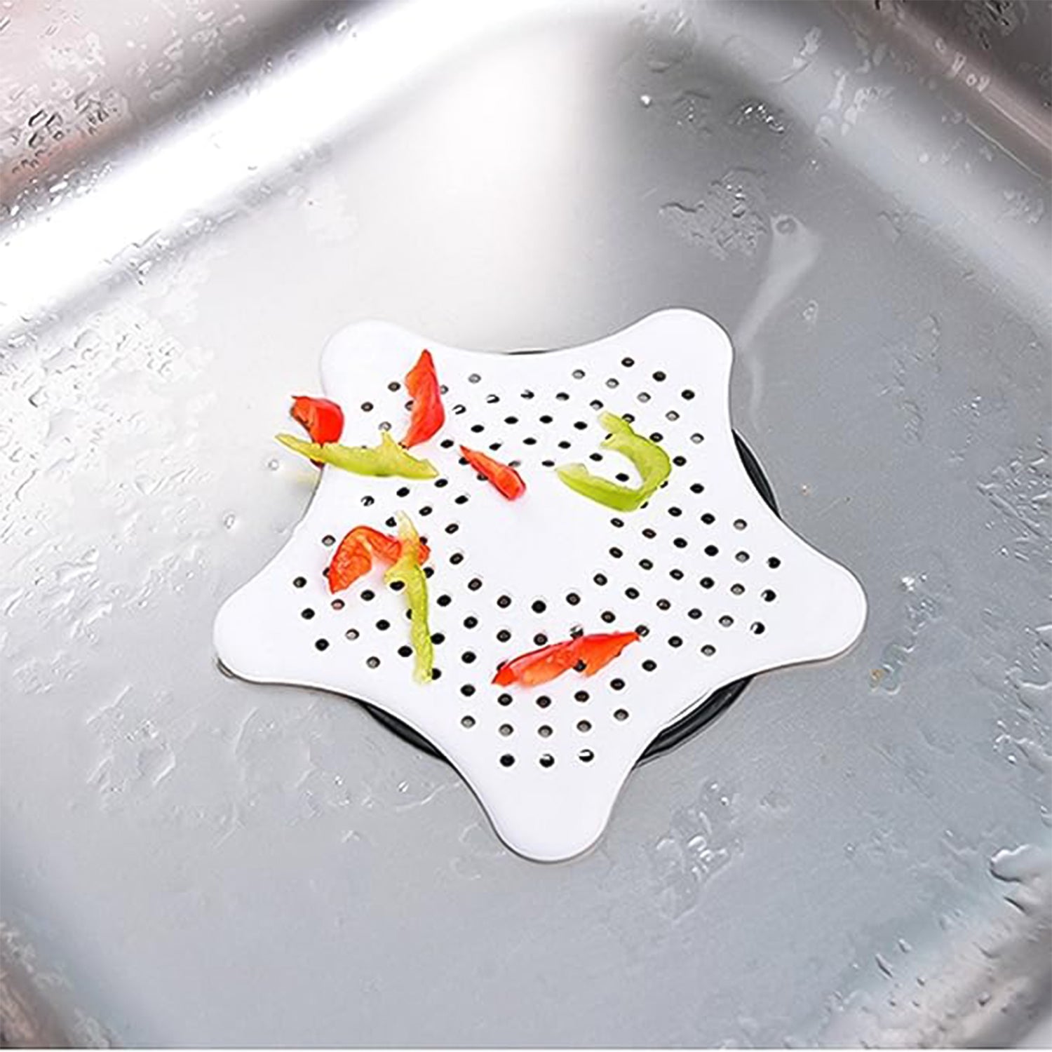 White Silicone Star Sink Filter Bathroom Hair Catcher