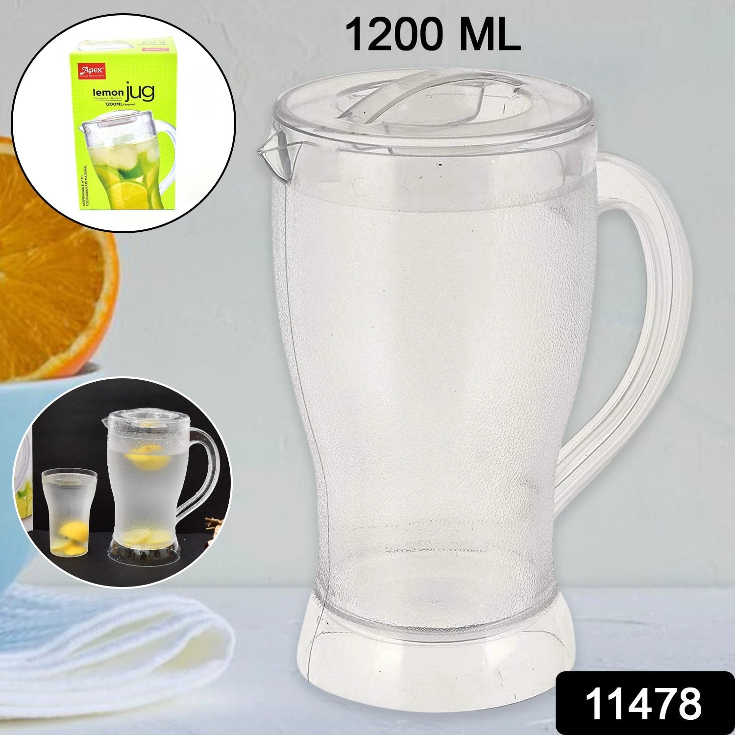 Apex Unbreakable Lemon Jug 1200 Ml (Approx 1 Pc) by Wukusy
