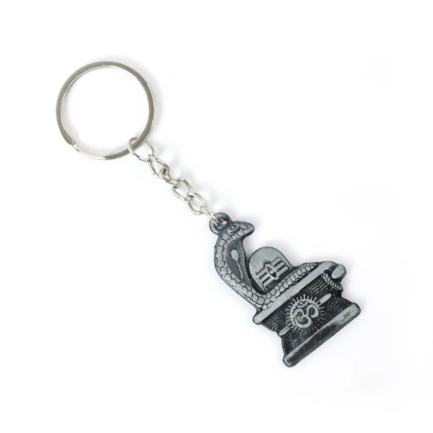 Shivling with Snake Design Silver Keychain by Wukusy