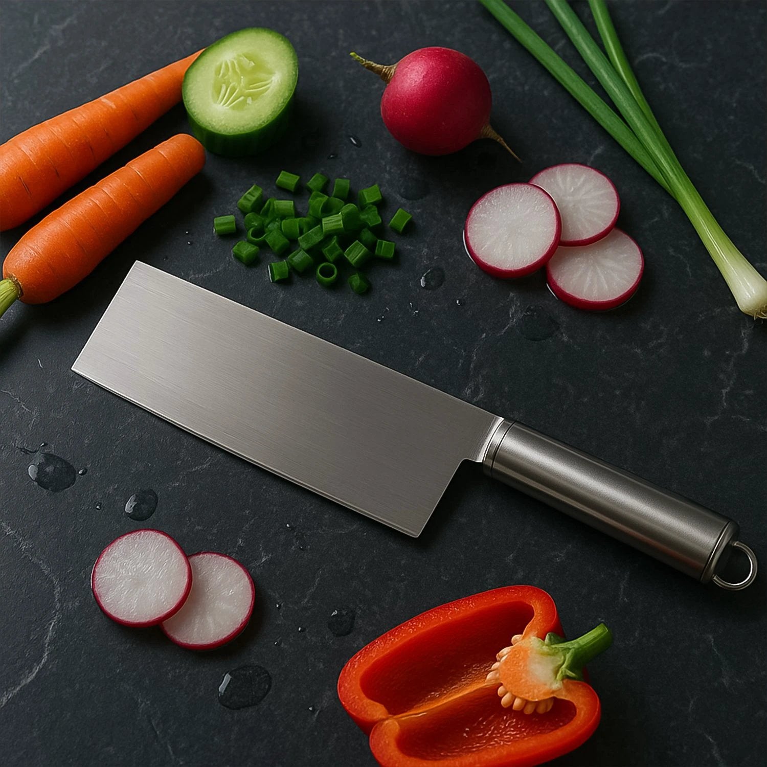 Professional-grade Stainless Steel Vegetable Cleaver Knife 1 Pc by Wukusy
