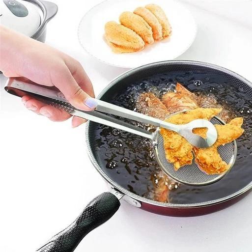 2412 2in1 Stainless Steel Filter Spoon With Clip Food Kitchen Oil-frying Multi-functional by Wukusy