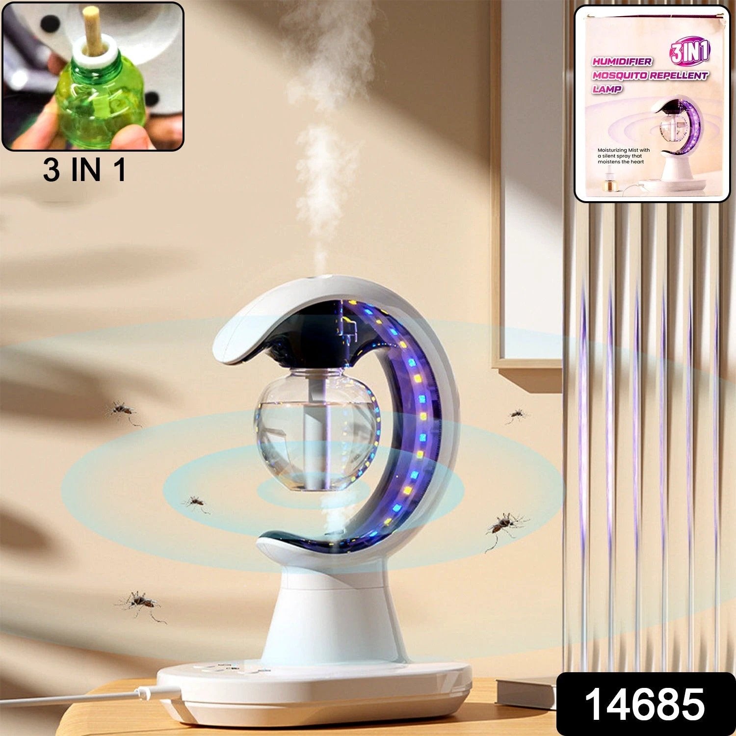 3-in-1 Led Lamp With Humidifier And Mosquito Repellent (1 Pc) by Wukusy