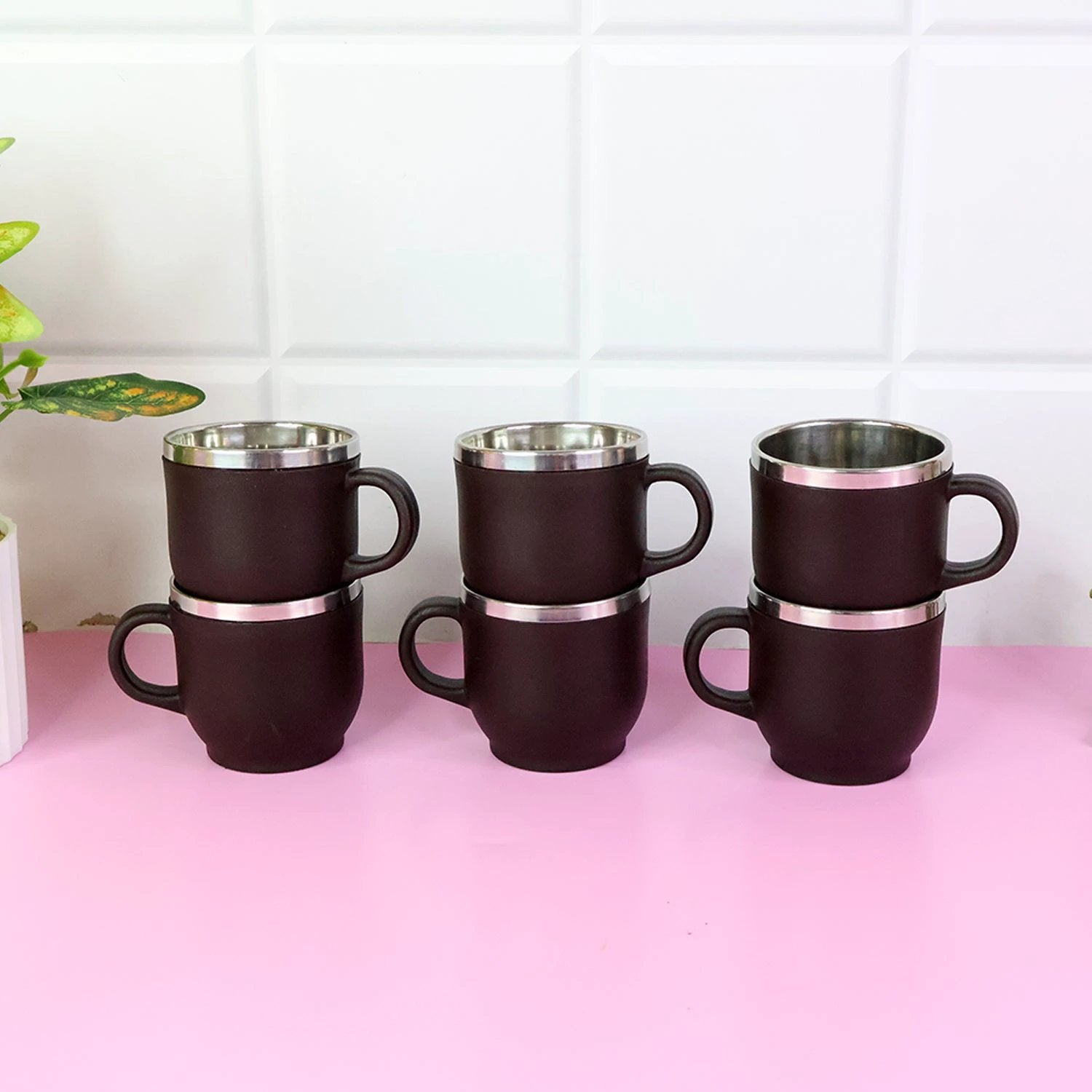 Apex Premium Double Wall Stainless Steel Cappuccino Mug Gift Set (6 Pc  100 Ml) - 69KART