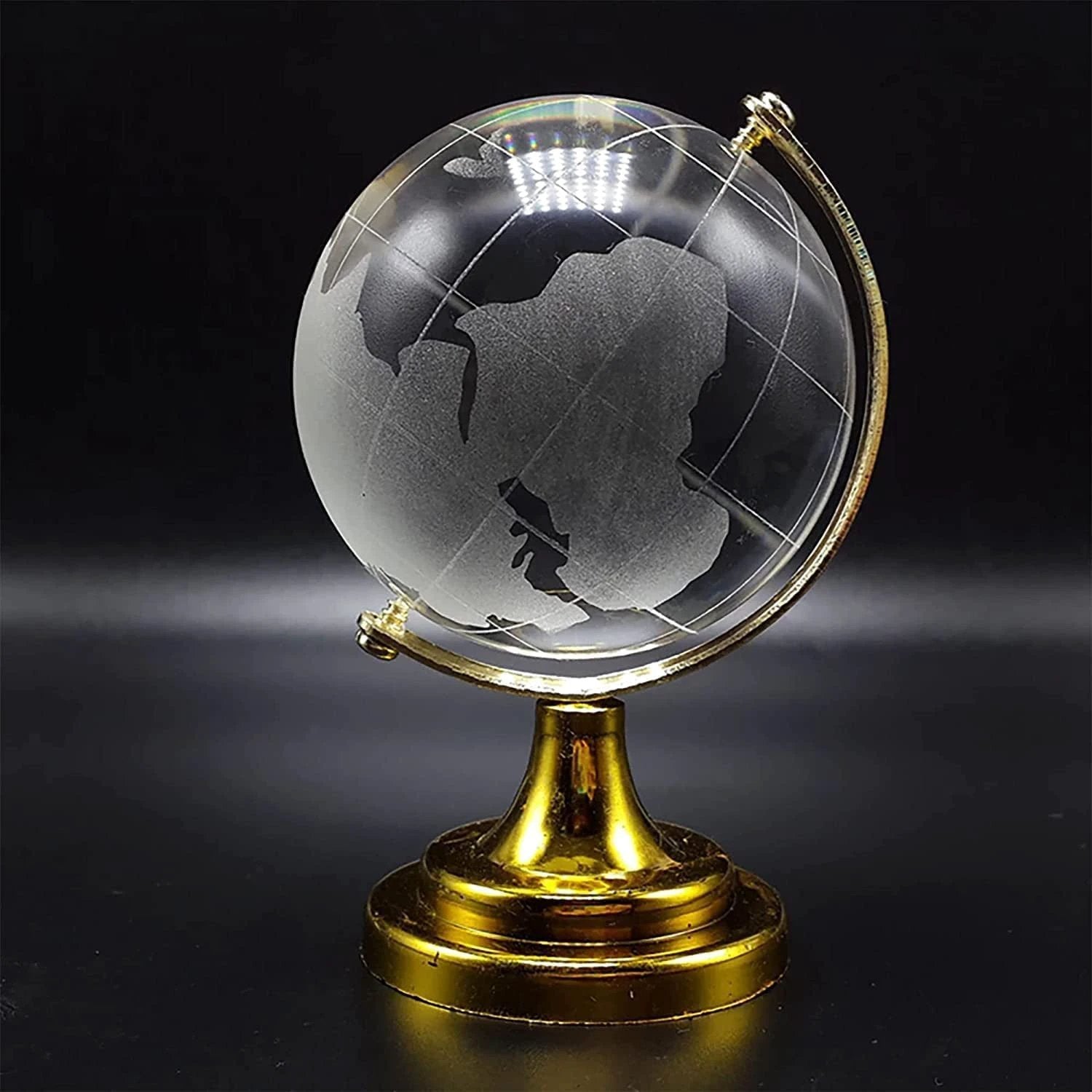 Crystal Globe World Map 50 Mm With Golden Stand (1 Pc) by Wukusy