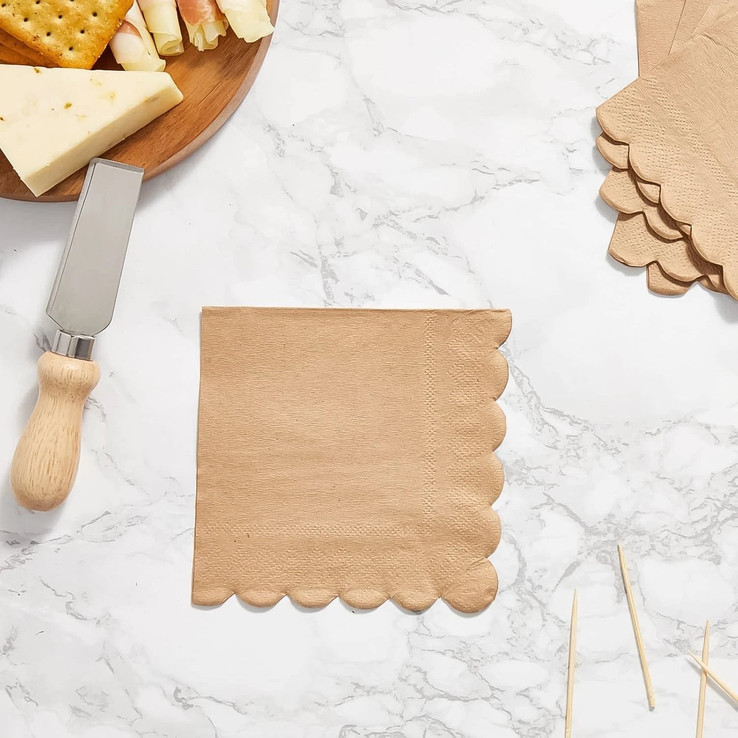 Disposable Scalloped Edge Tissue Napkins Set (120 Pc) - 69kart