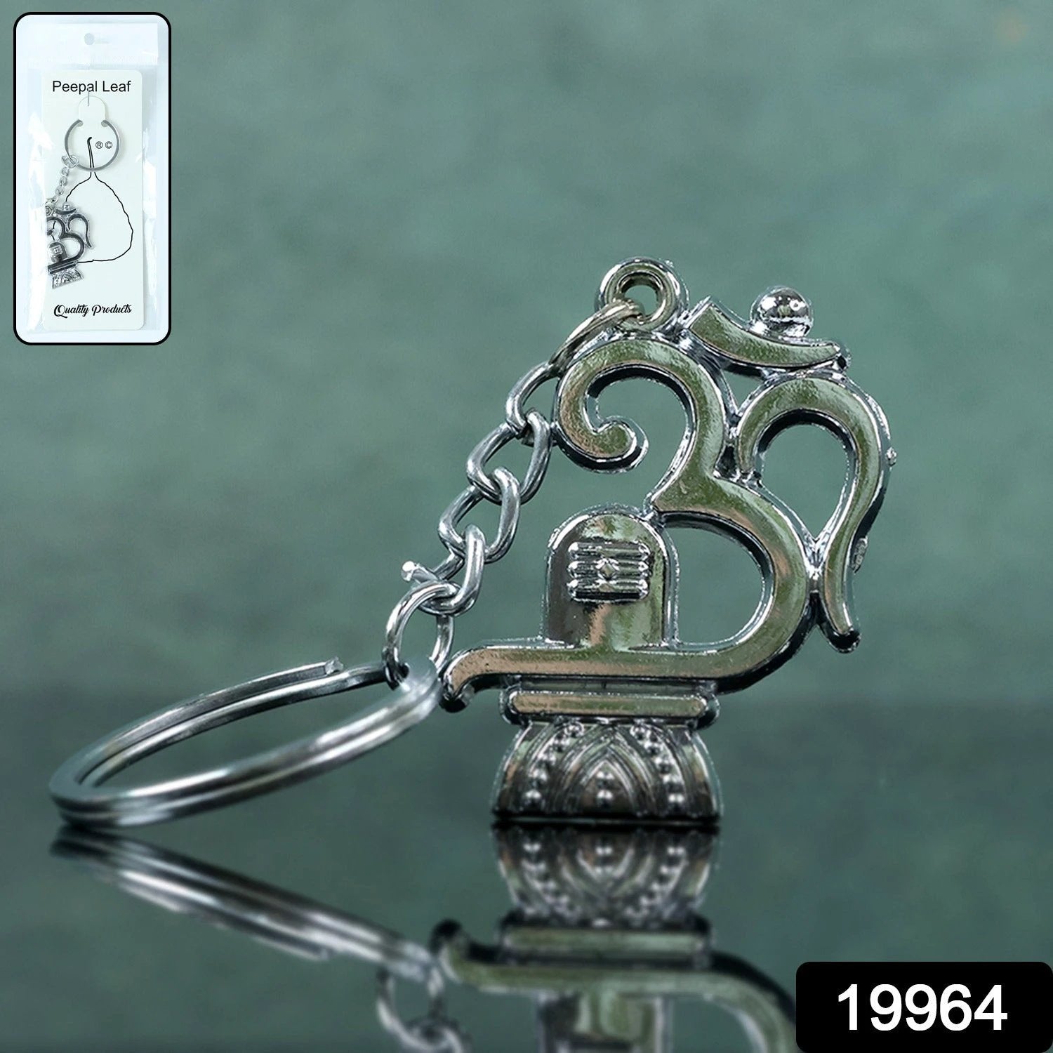 Om with Shivling Metal Keychain by Wukusy