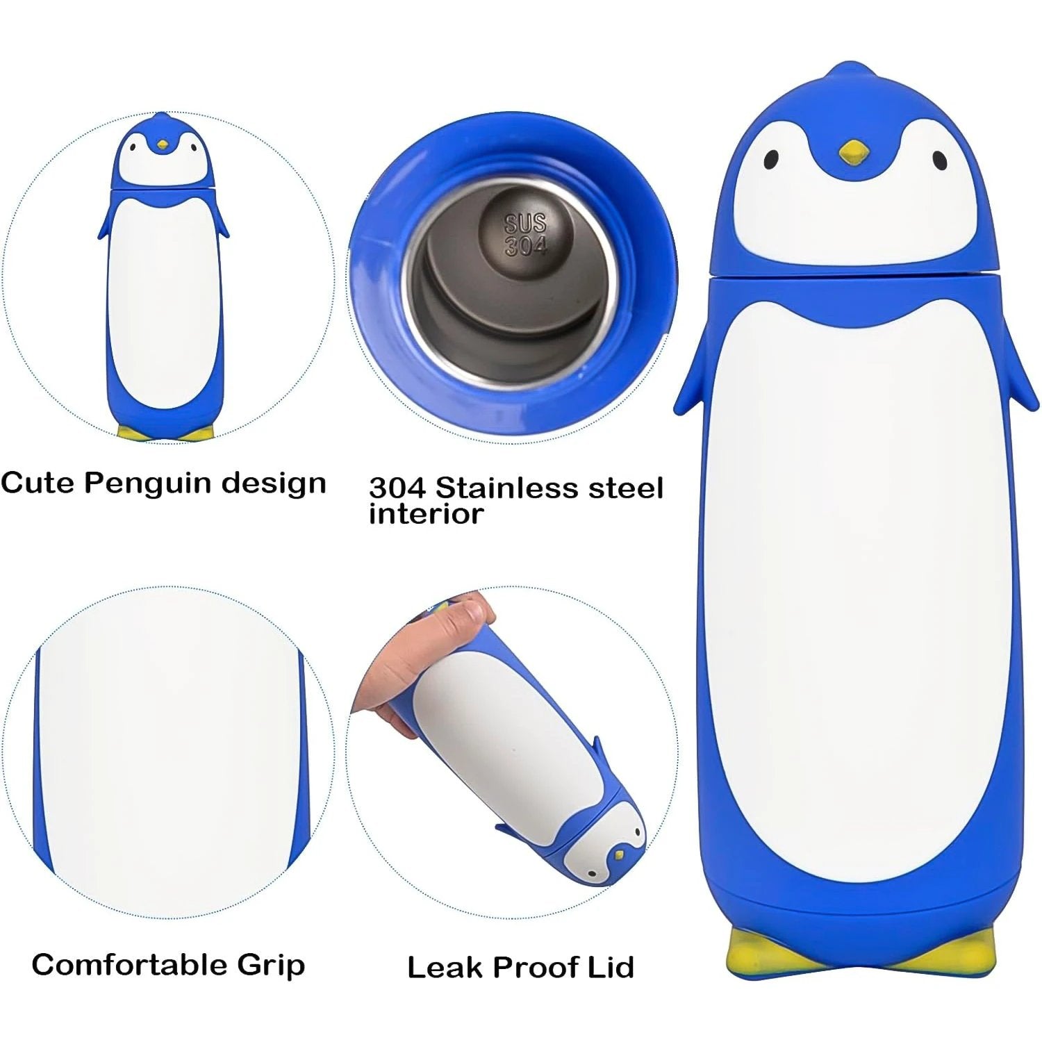 Penguin Water Bottle Penguin Cartoon Water Bottle Funny Travel Mug Insulated Inner Glass Vacuum Water Bottle - 69KART